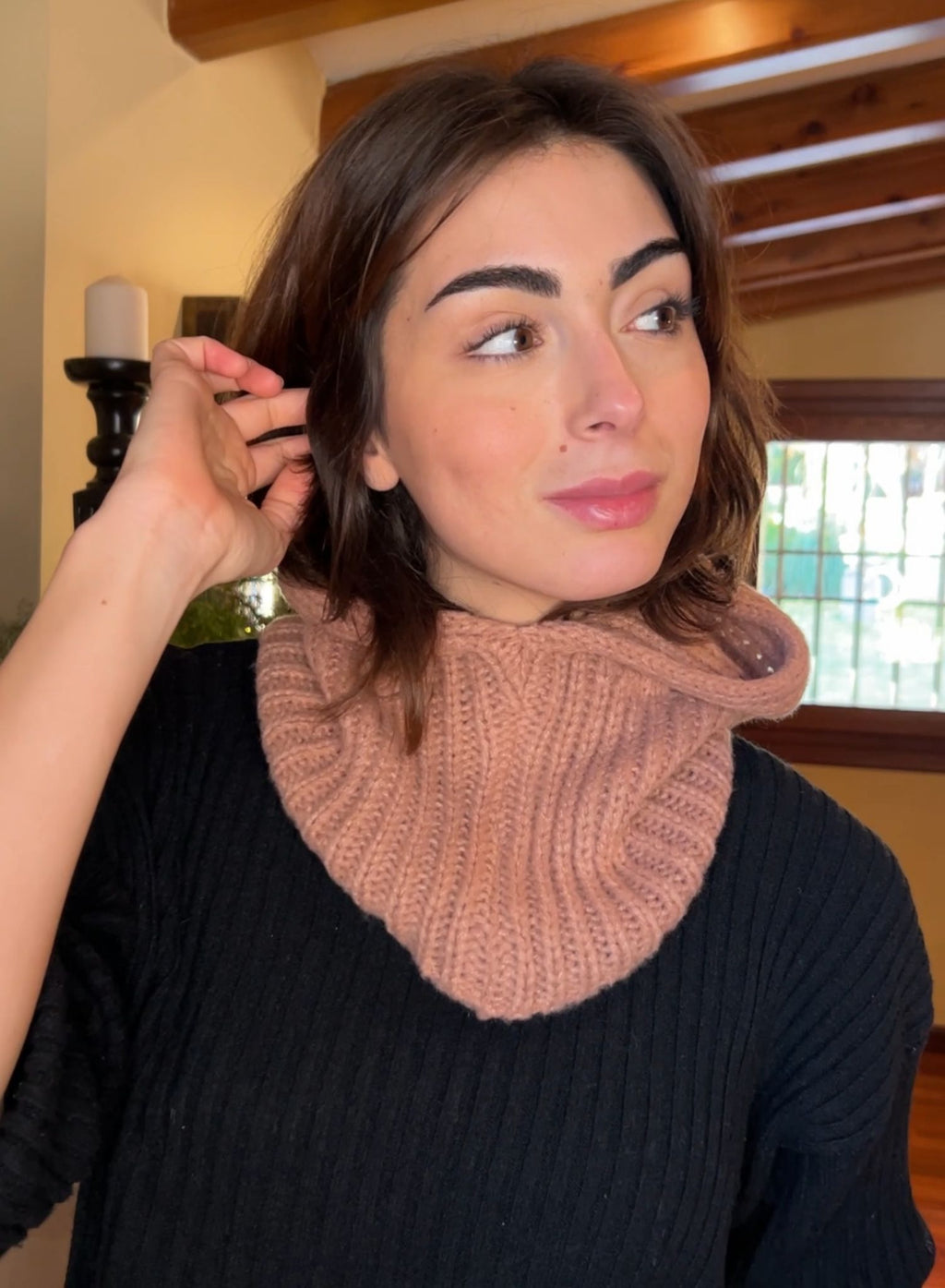 Balaclava trenzada rosa