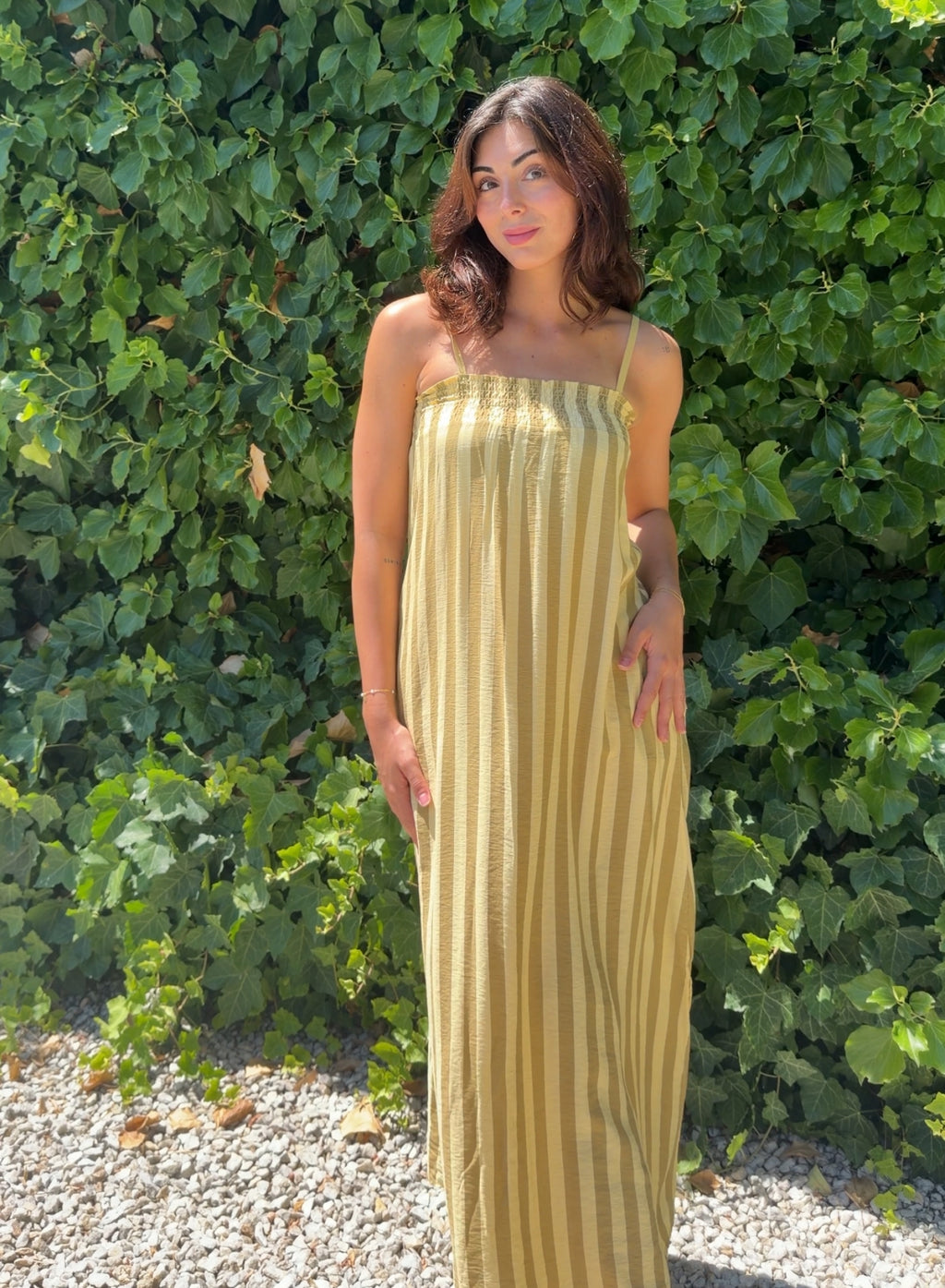 Vestido rayas mostaza