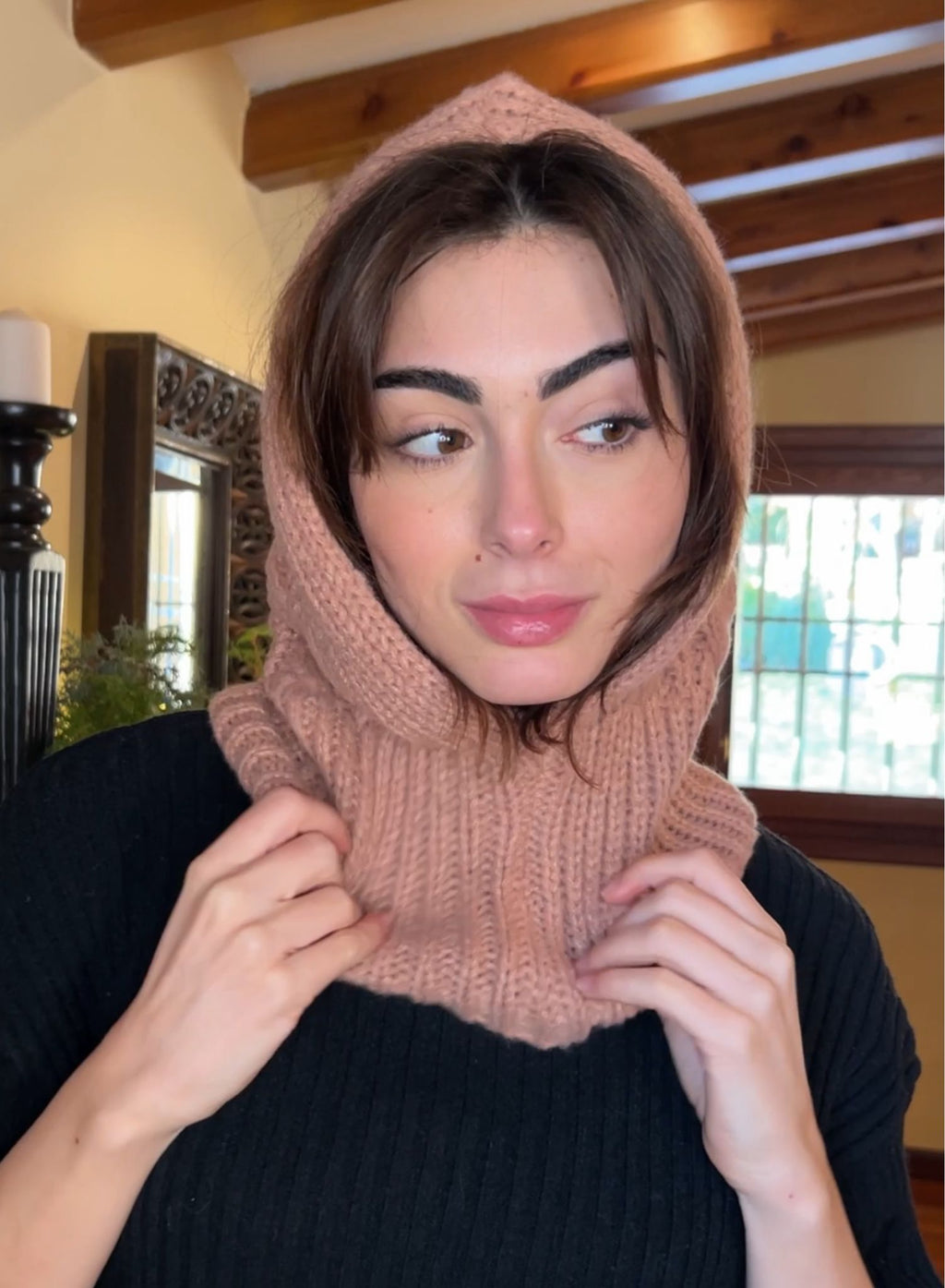 Balaclava trenzada rosa