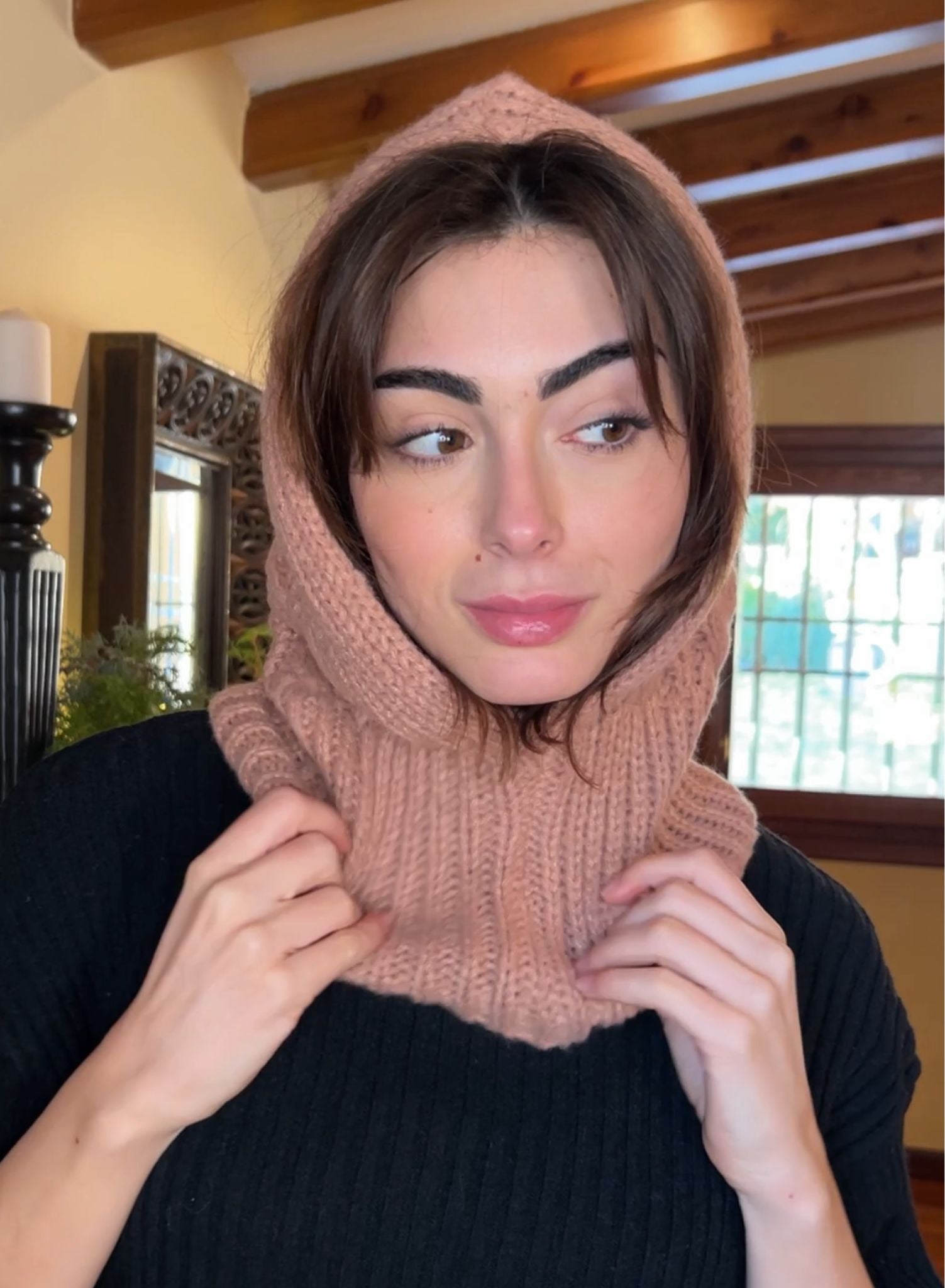 Balaclava trenzada rosa