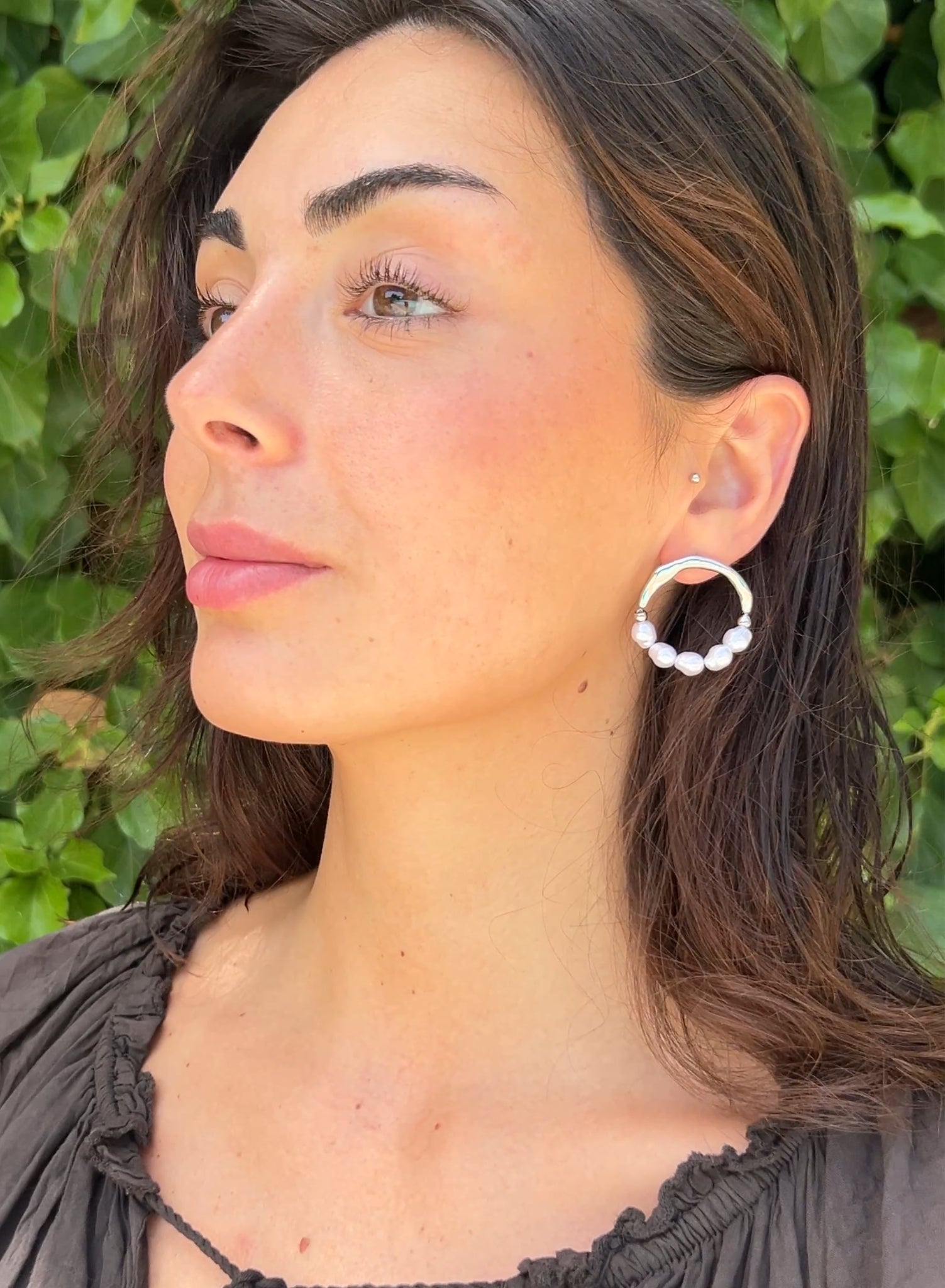 Pendientes aro con perla