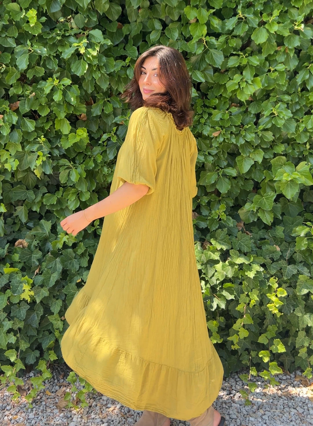 Vestido boho pistacho