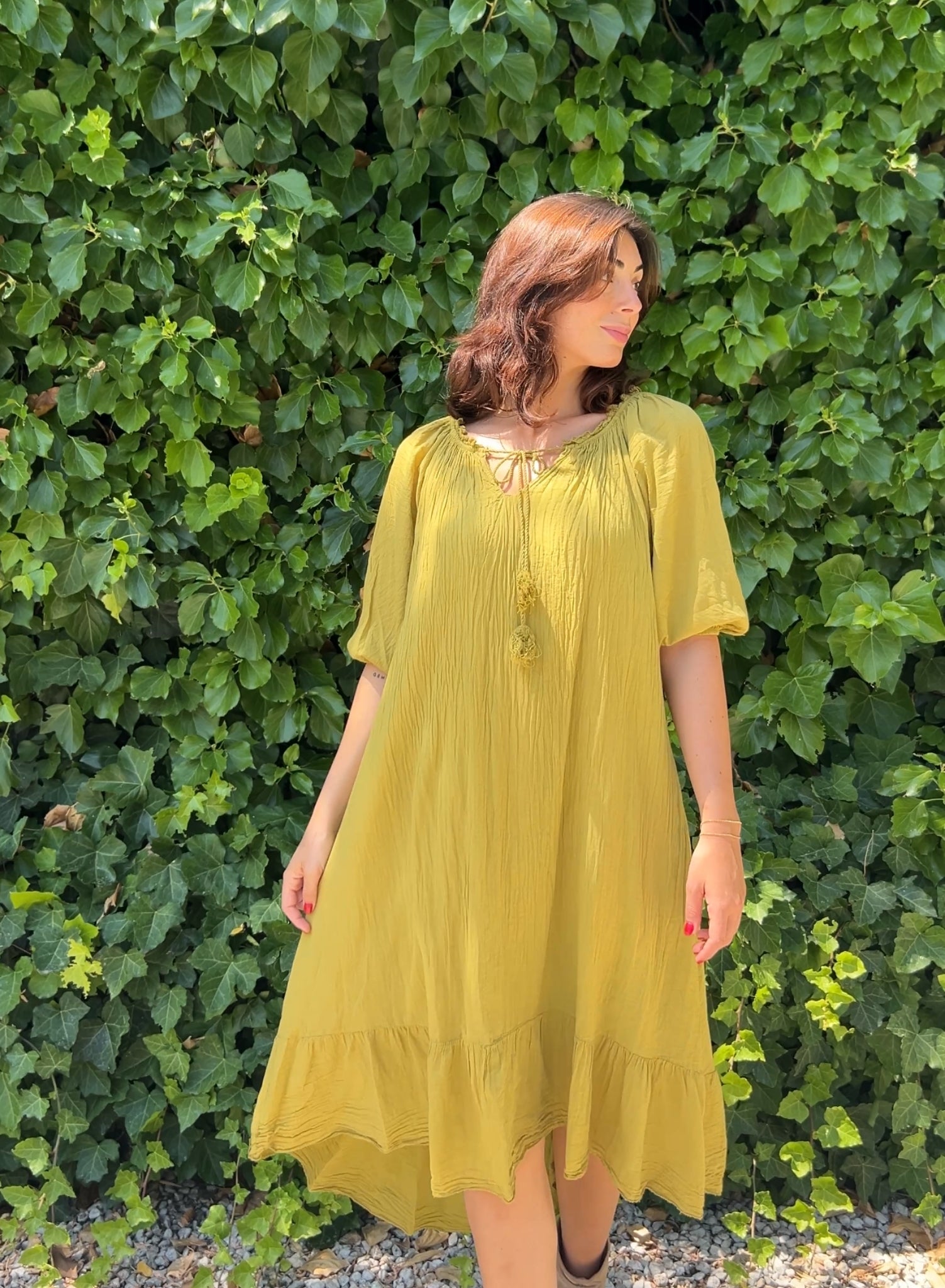 Vestido boho pistacho