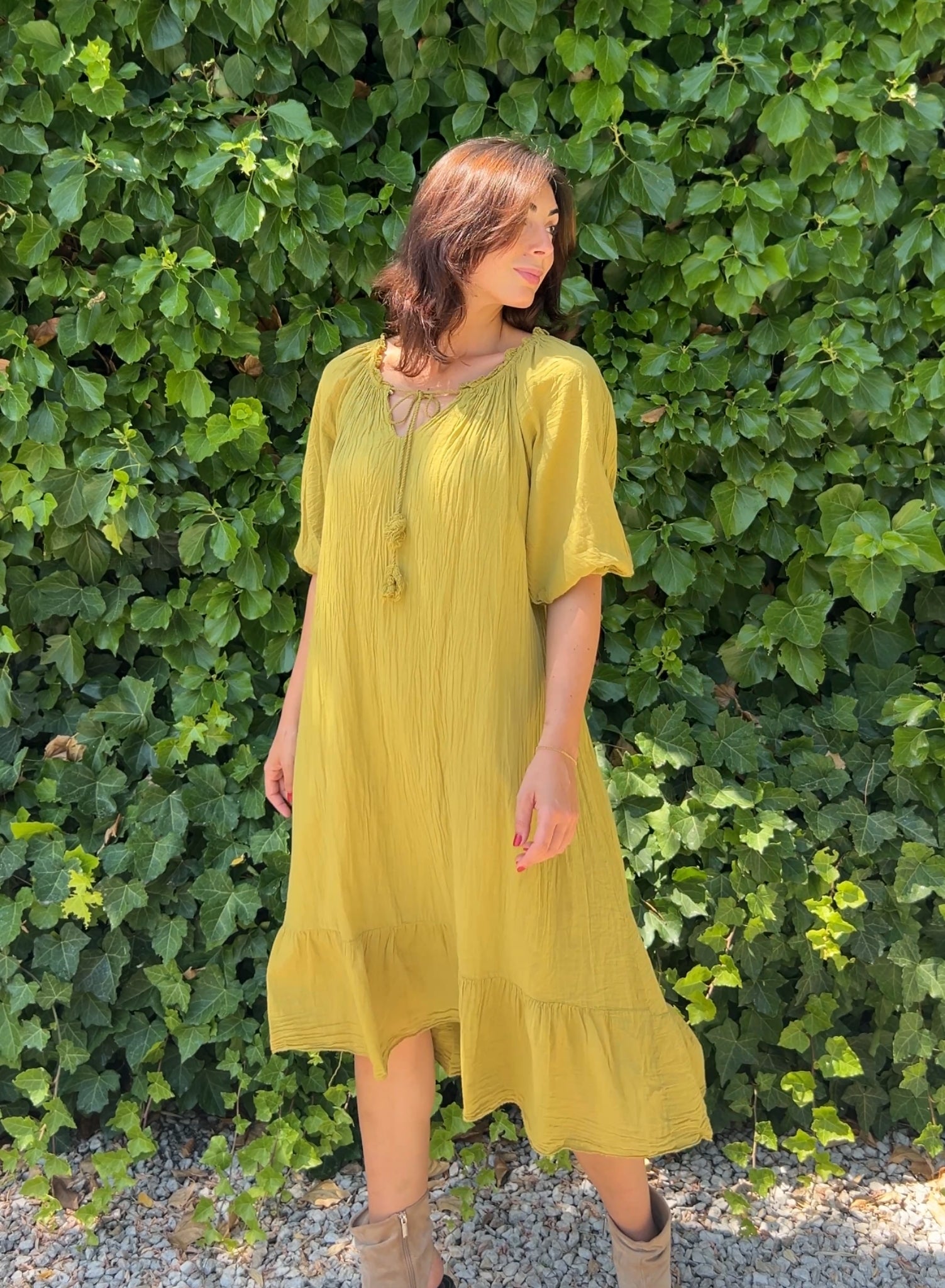 Vestido boho pistacho