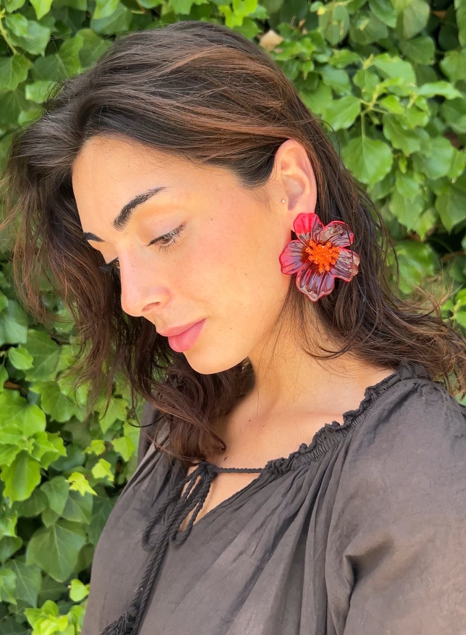 Pendientes flor resina