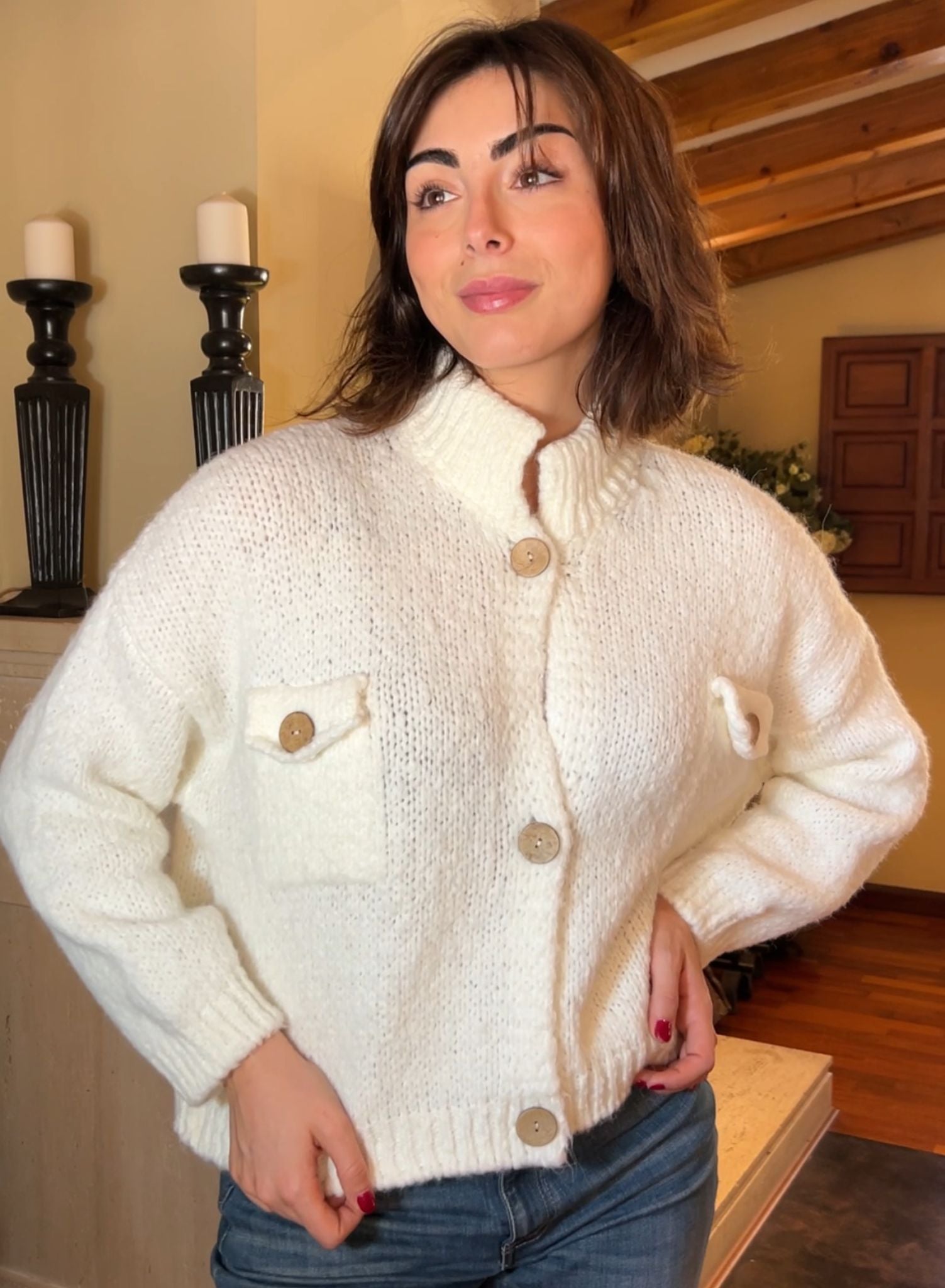 Chaqueta botones crudo