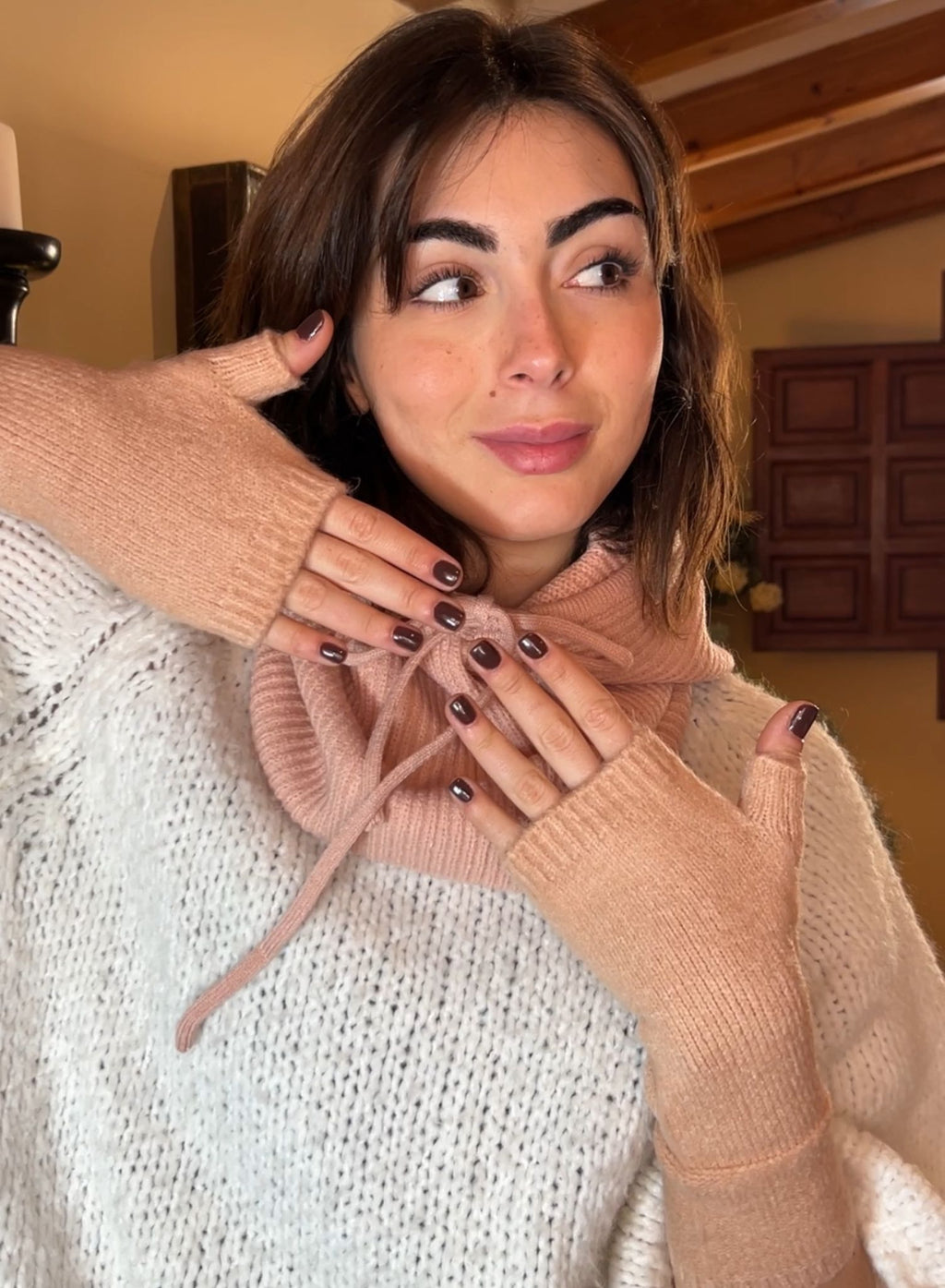 Balaclava + mitones rosa