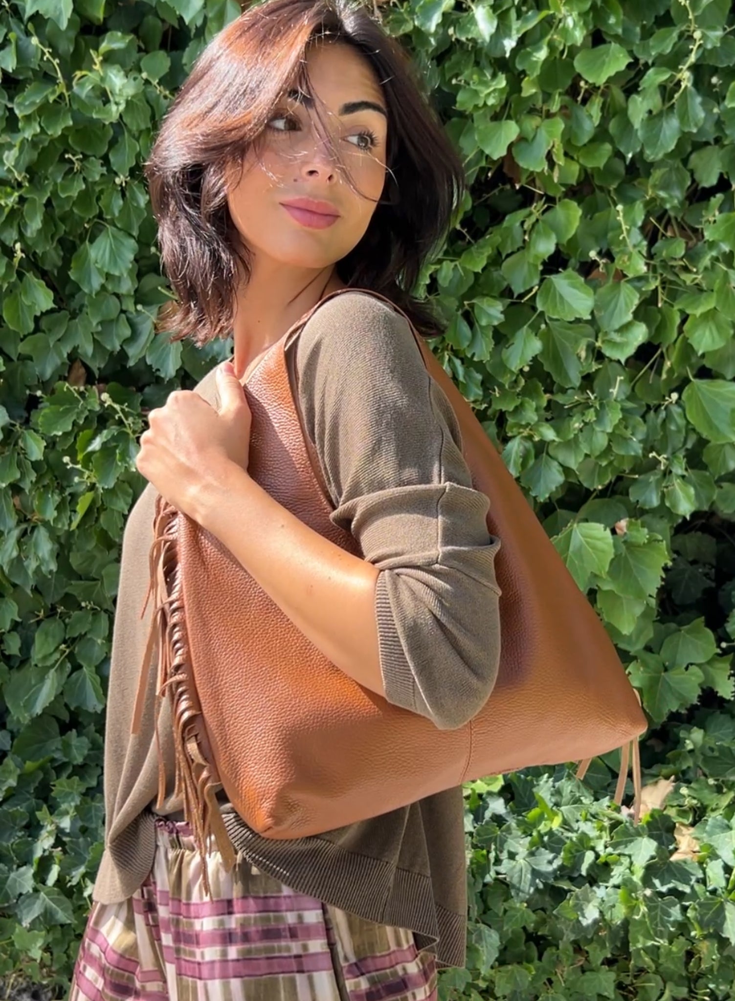 Bolso flecos camel