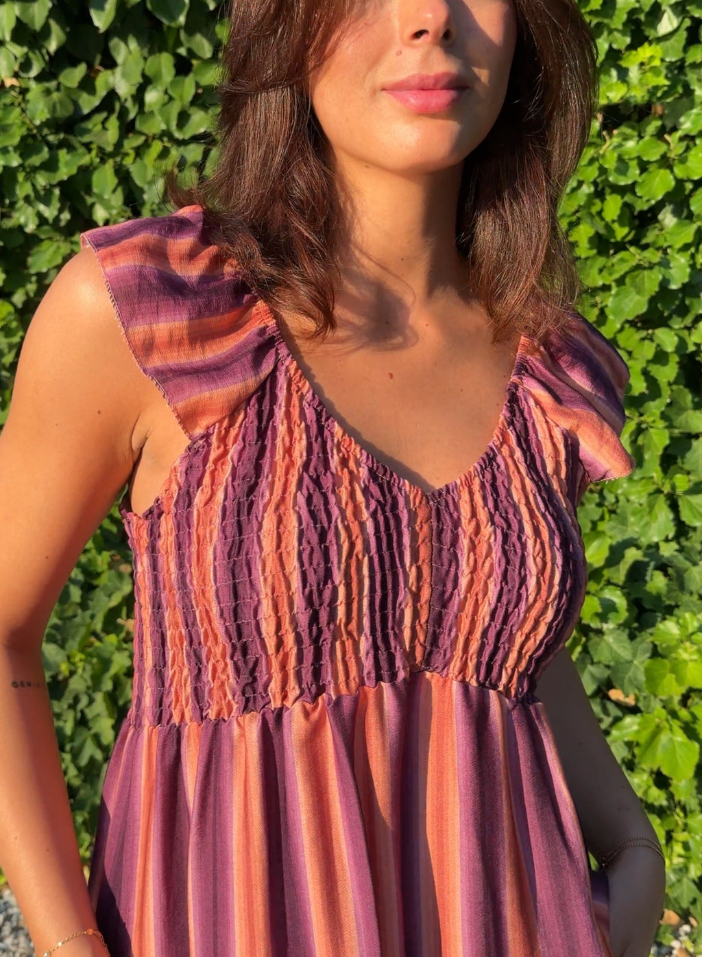 Vestido zarela rayas morado