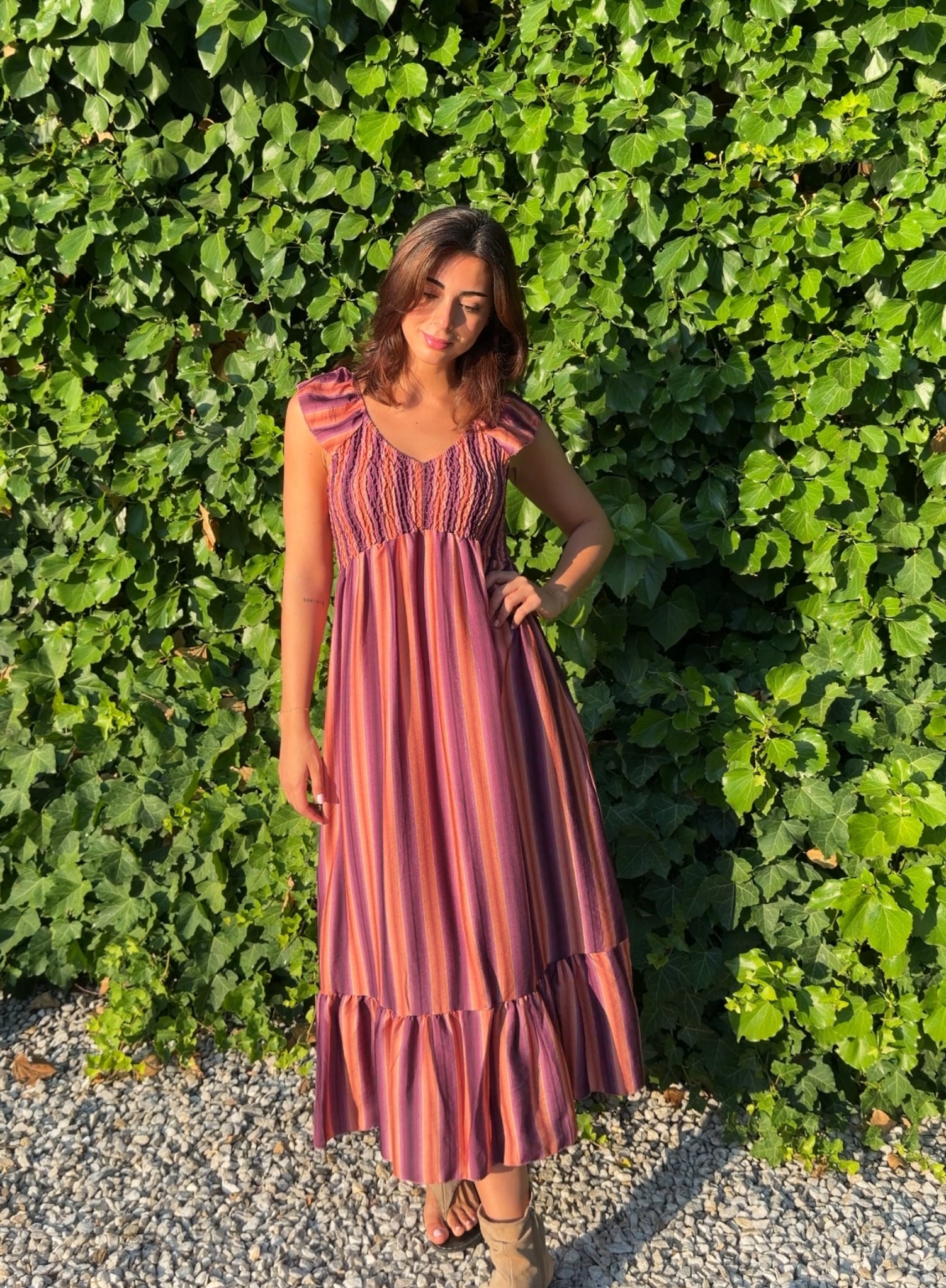 Vestido zarela rayas morado
