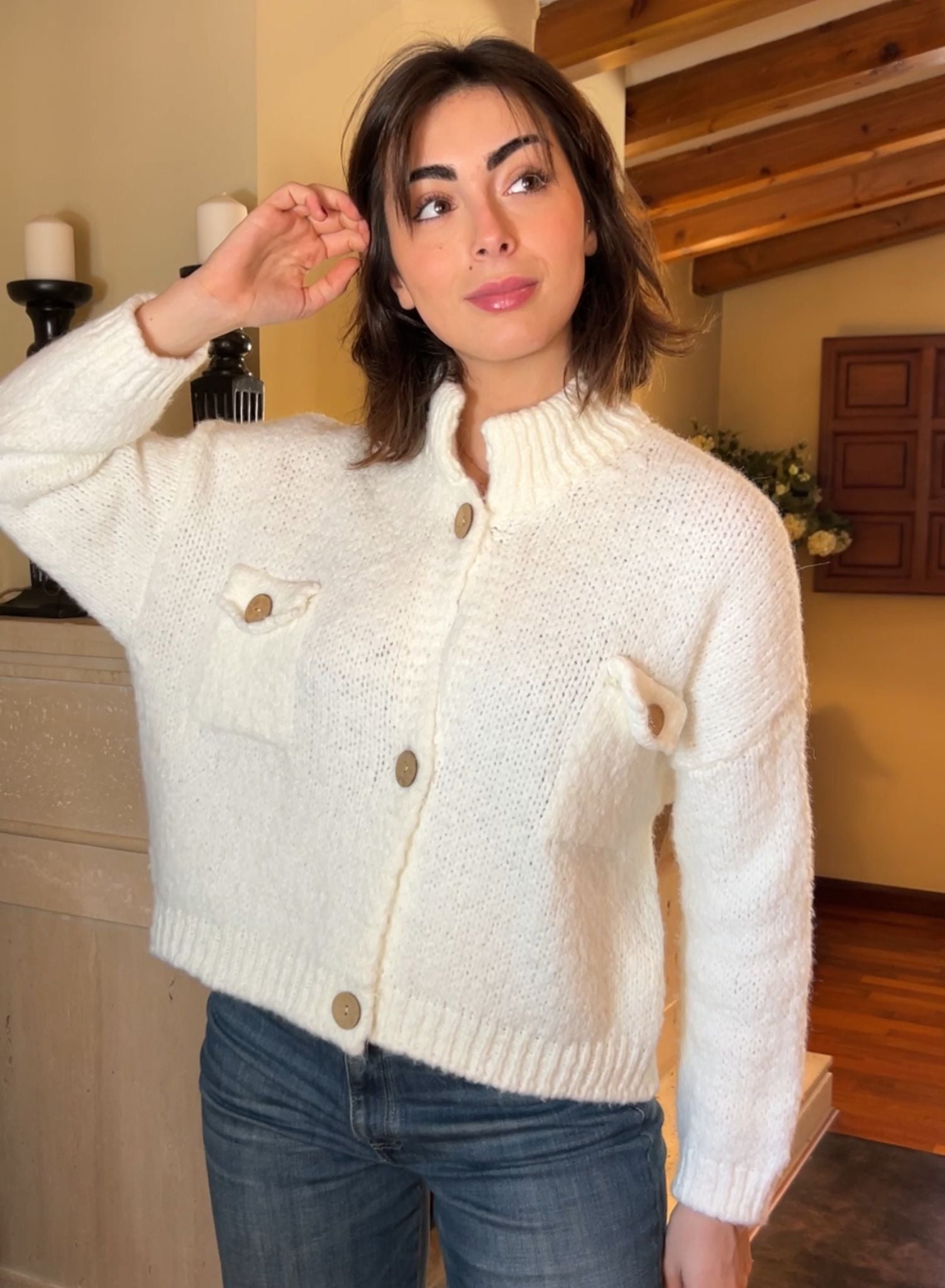 Chaqueta botones crudo