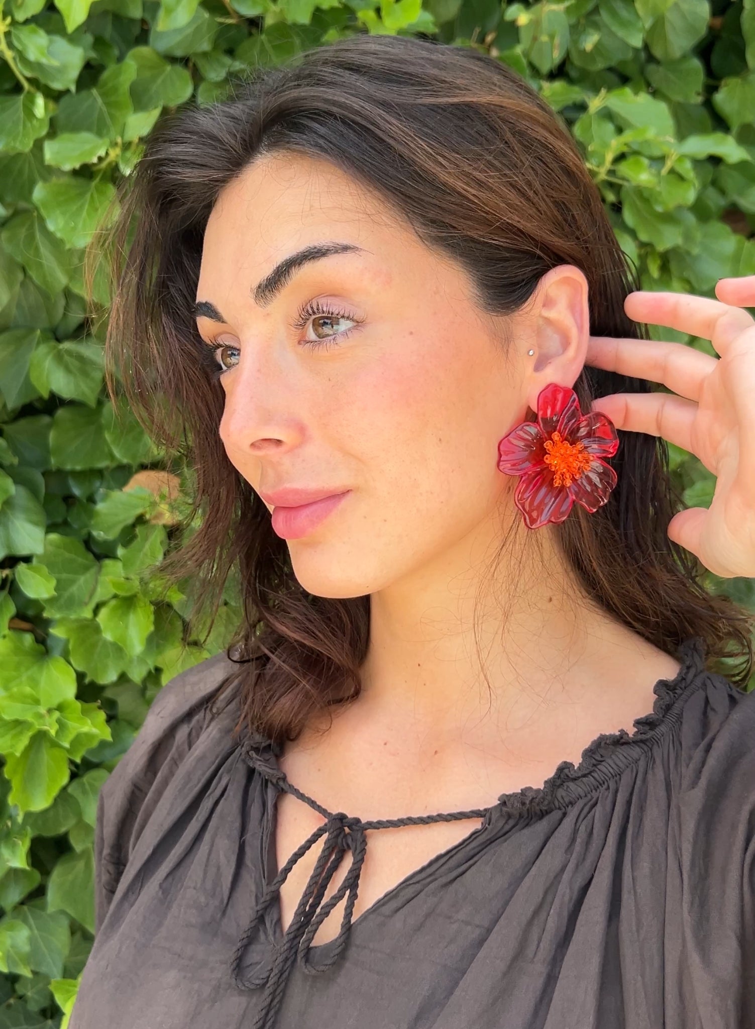 Pendientes flor resina