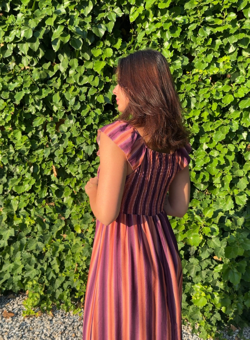 Vestido zarela rayas morado