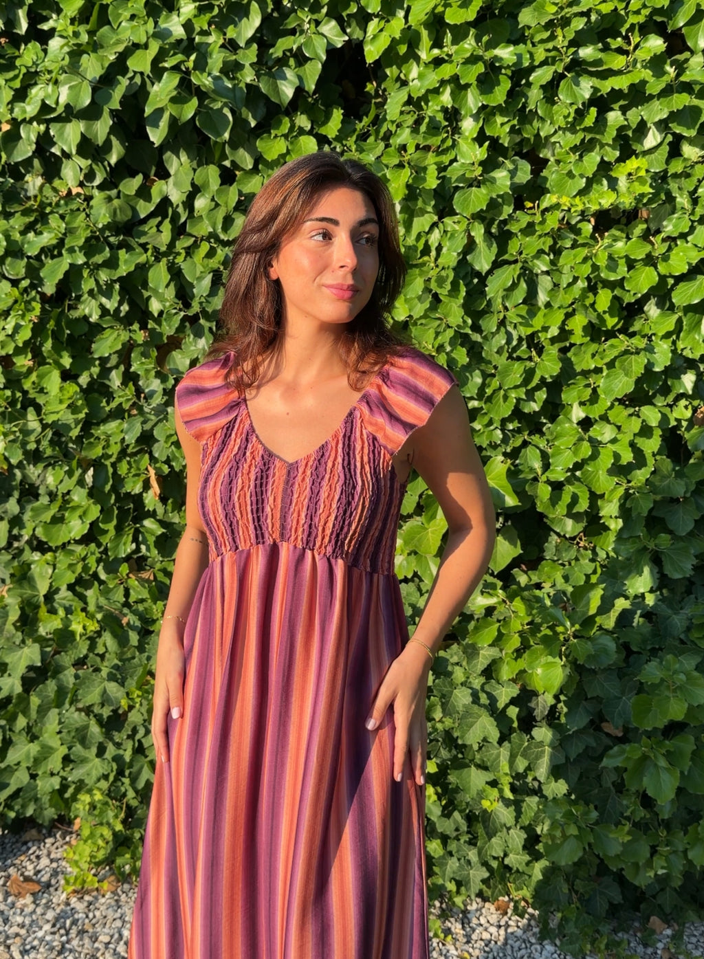 Vestido zarela rayas morado