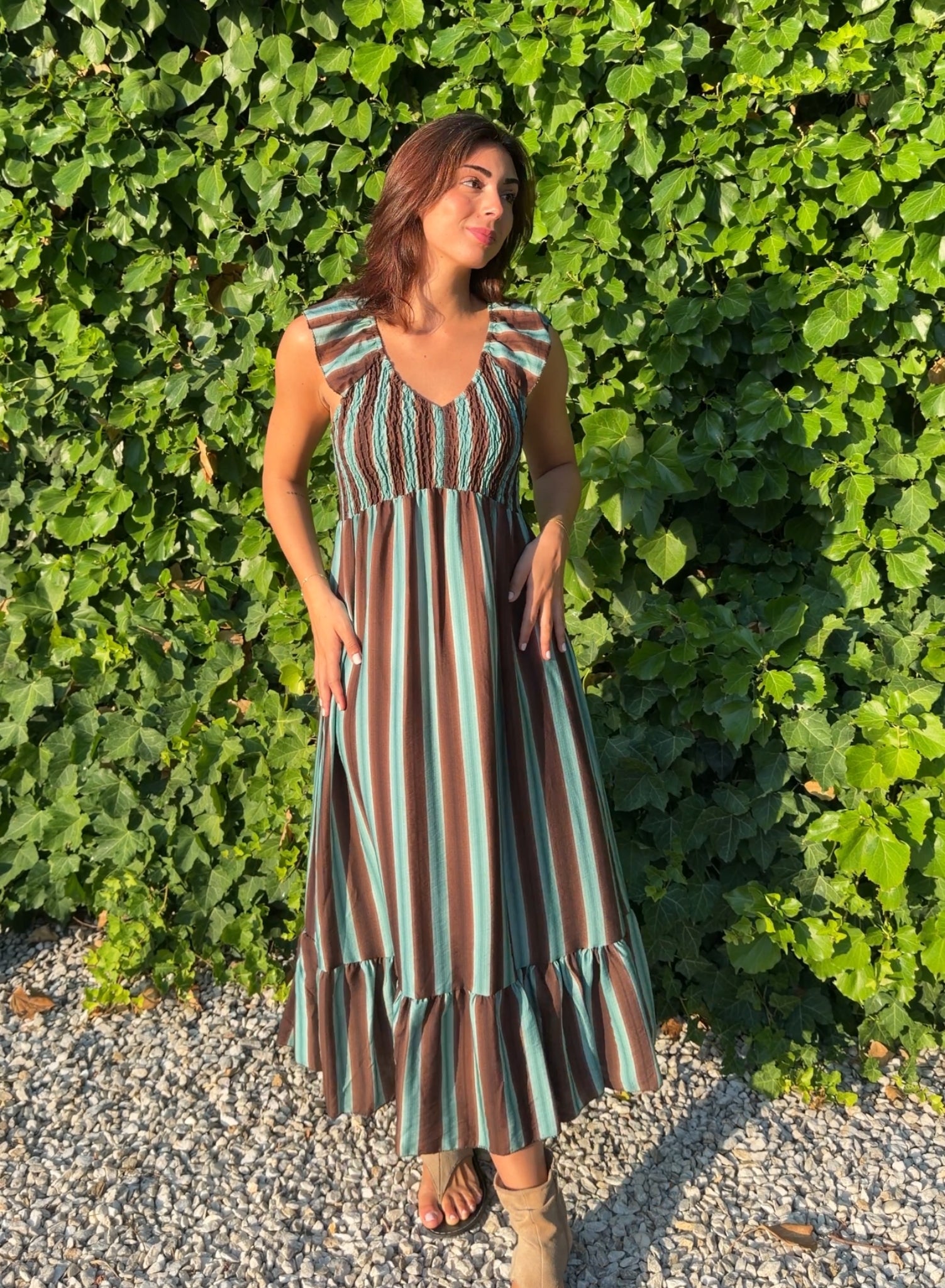 Vestido zarela rayas choco