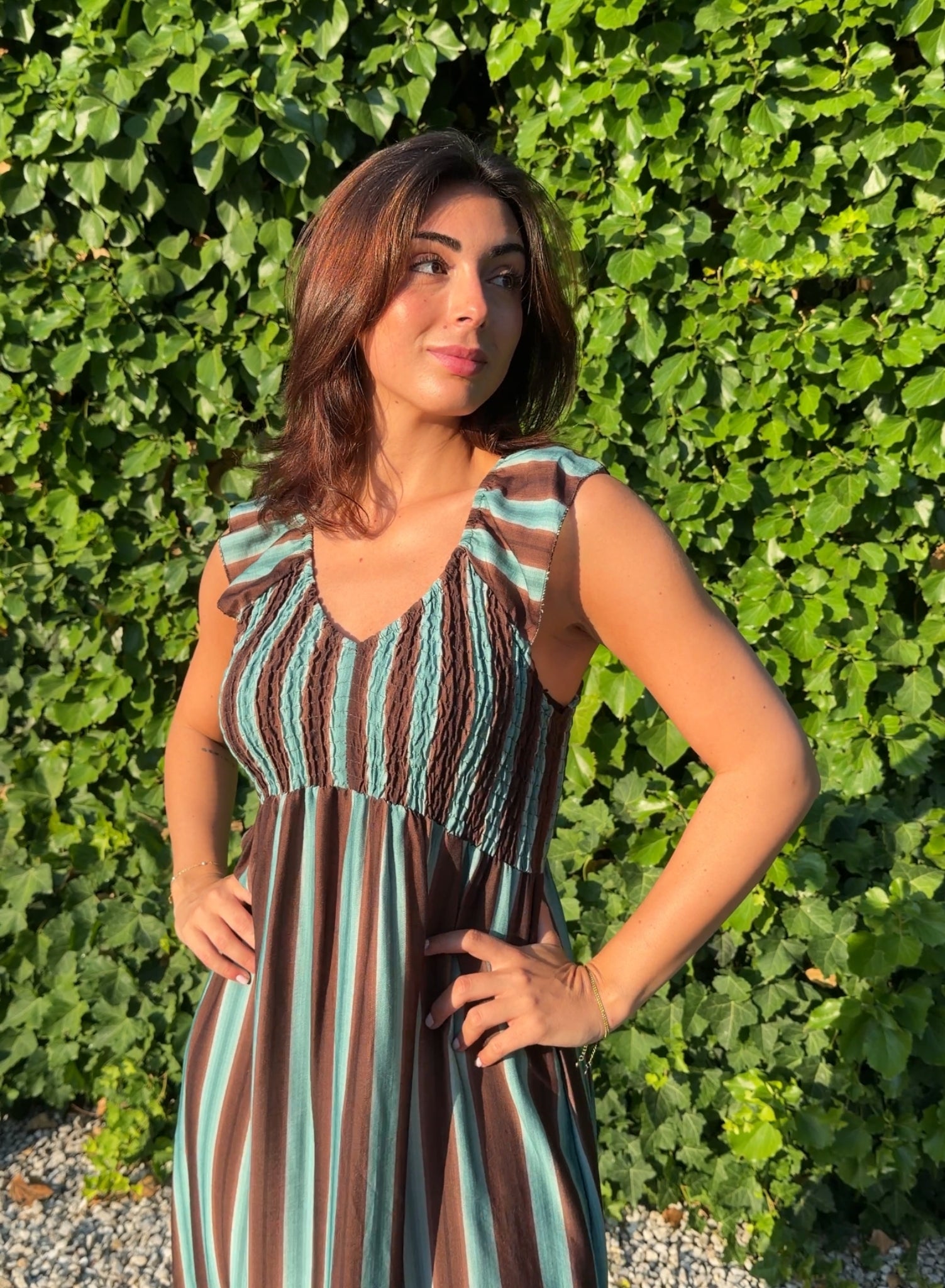 Vestido zarela rayas choco