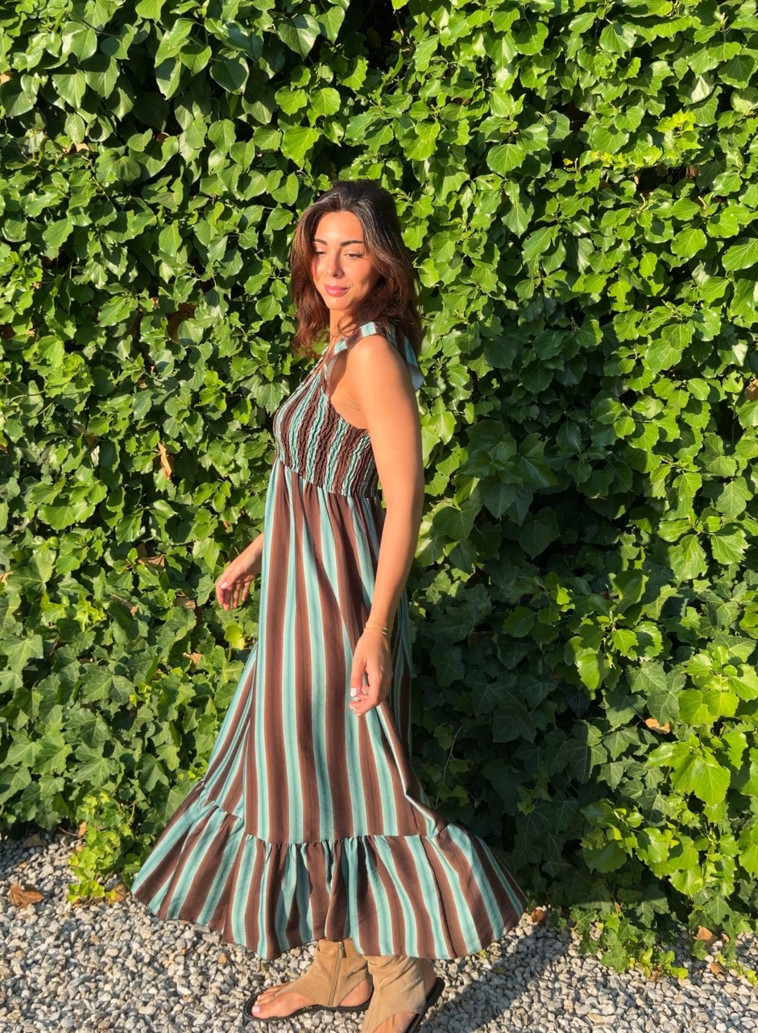 Vestido zarela rayas choco