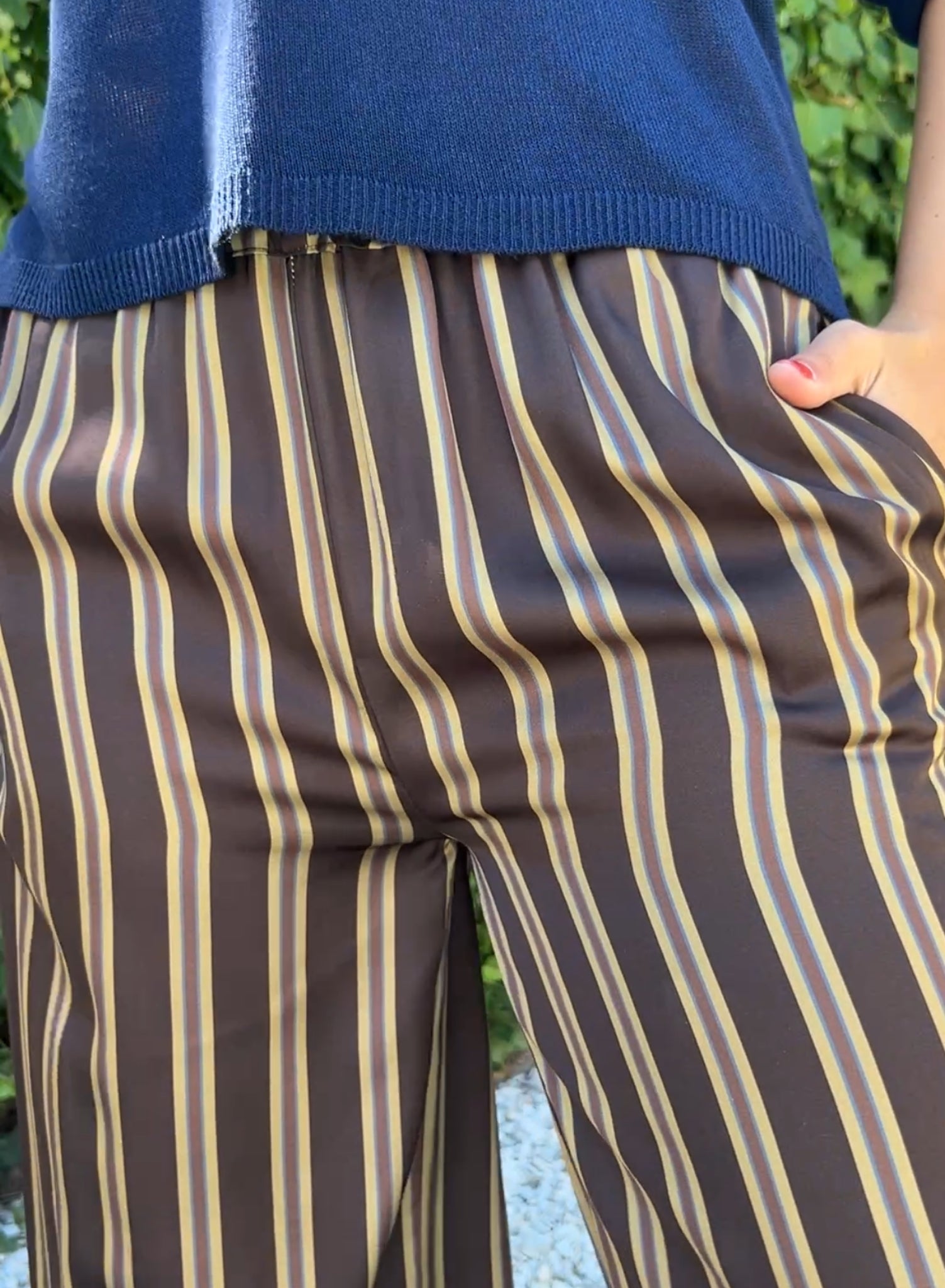 Pantalón raso bombacho rayas