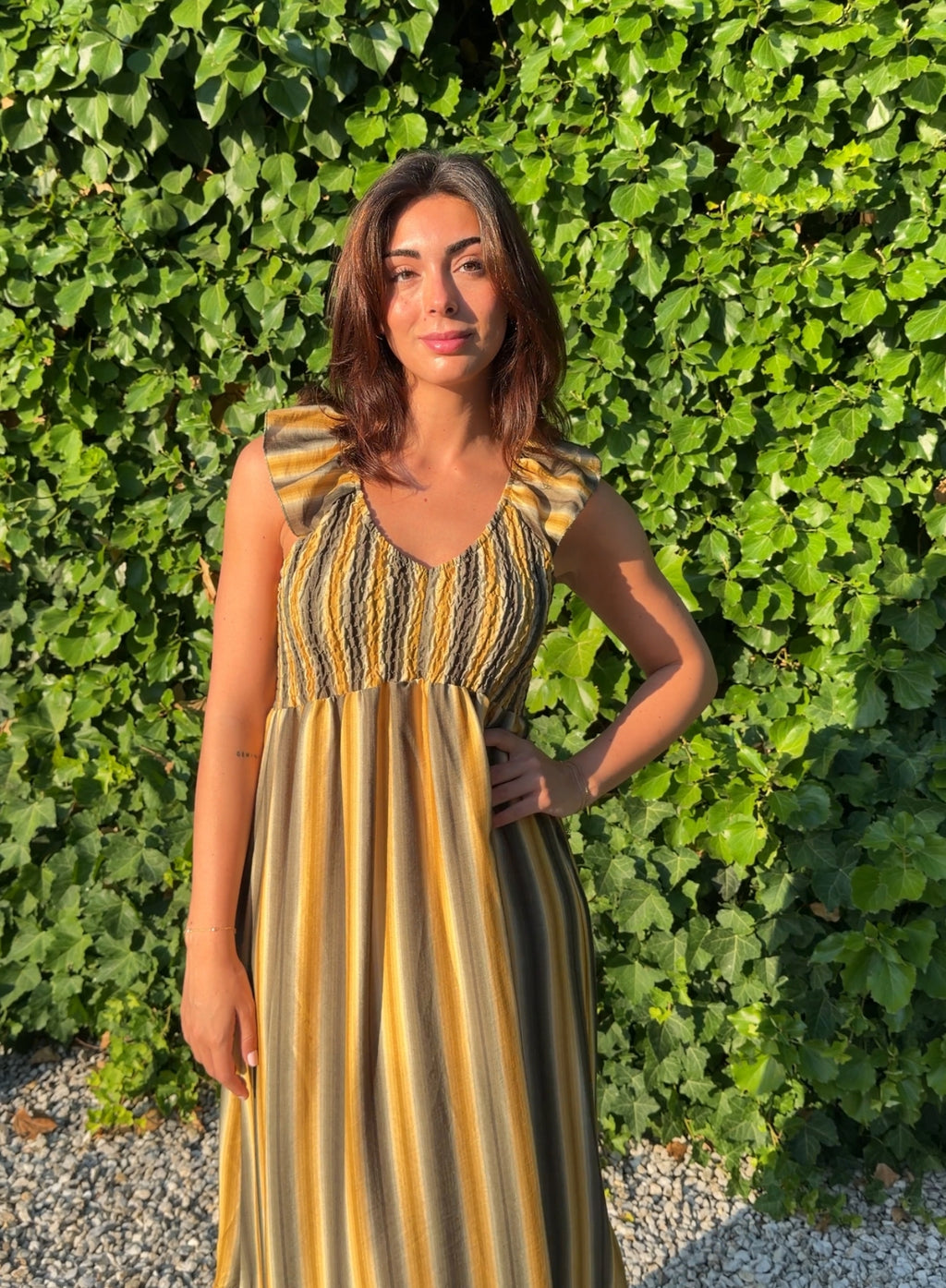 Vestido zarela rayas verde