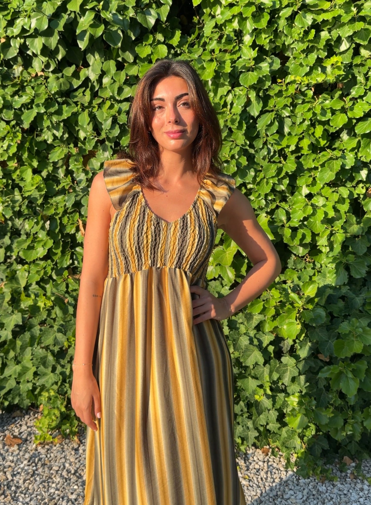 Vestido zarela rayas verde