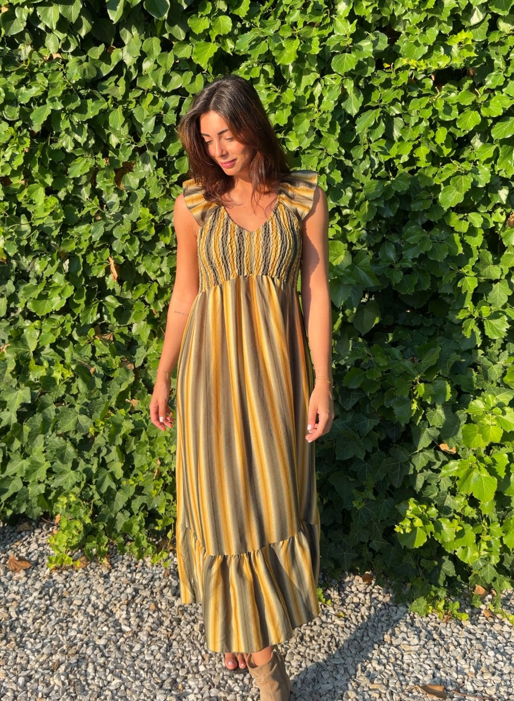 Vestido zarela rayas verde