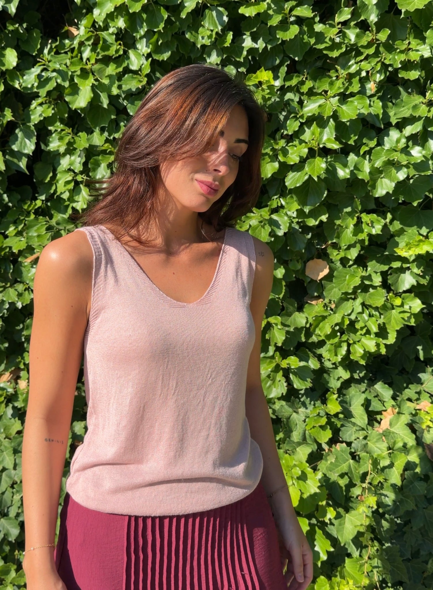 Top lino rosa