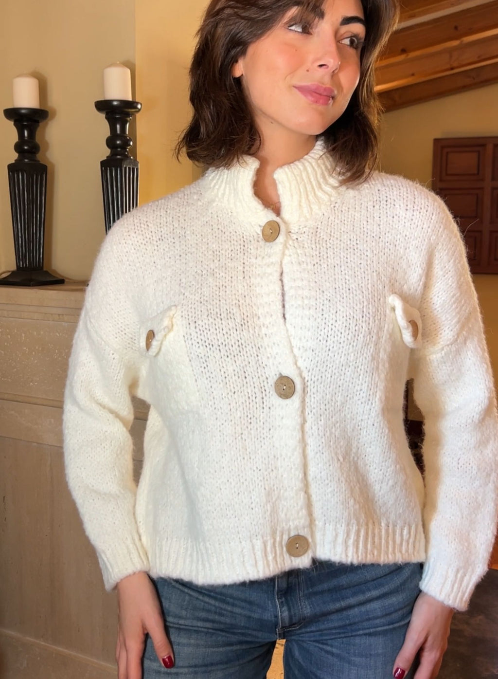 Chaqueta botones crudo