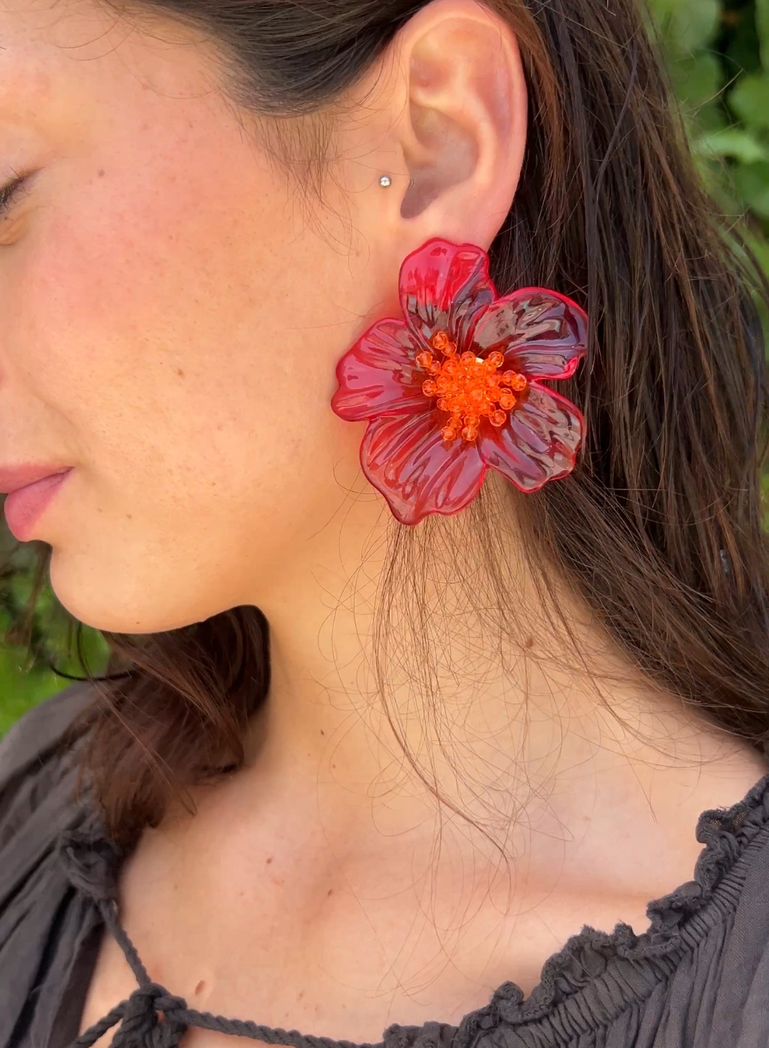 Pendientes flor resina