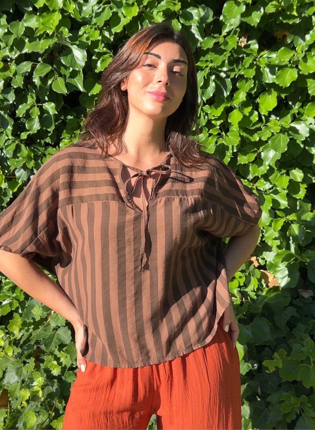 Blusa rayas choco