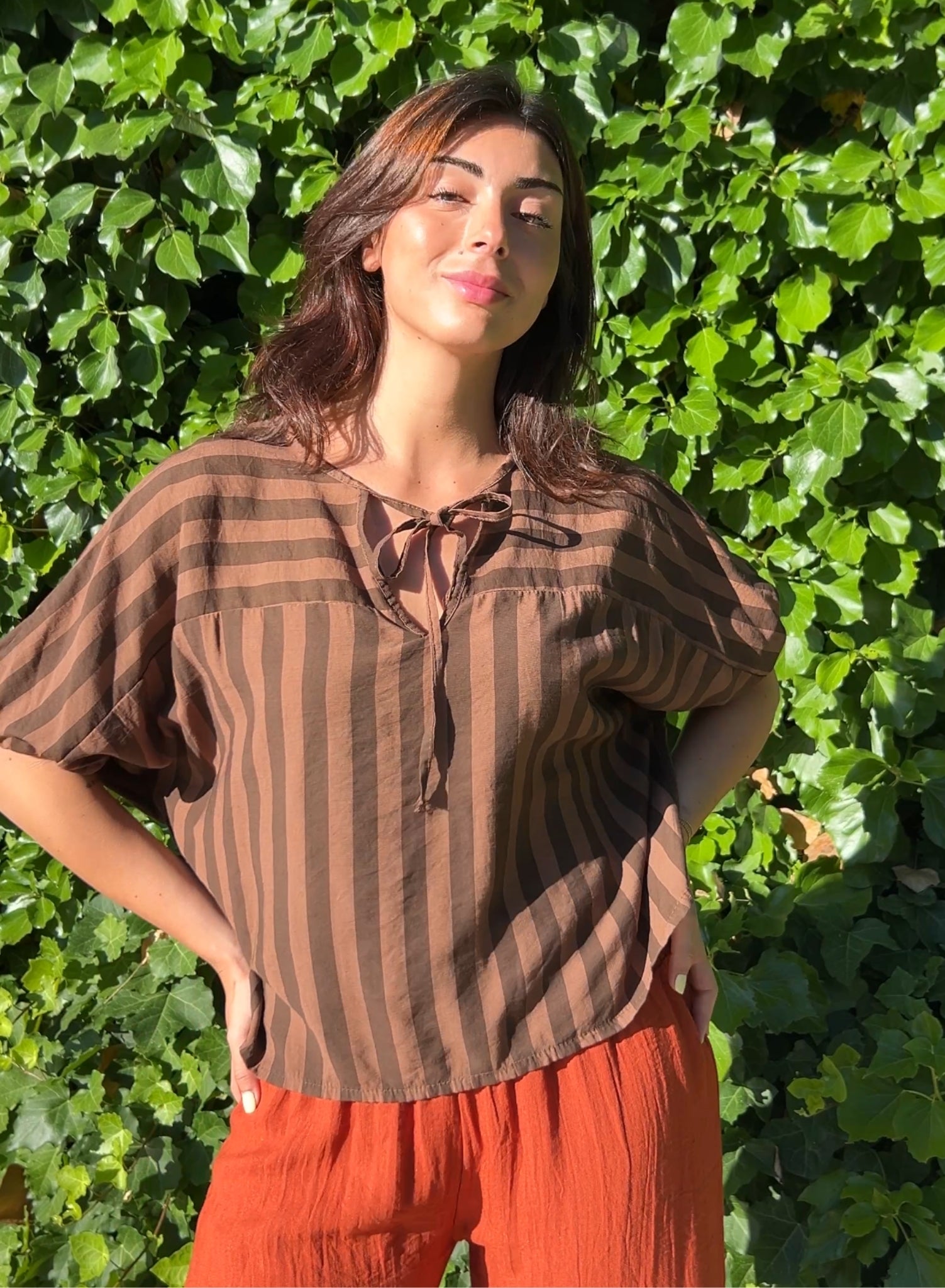 Blusa rayas choco