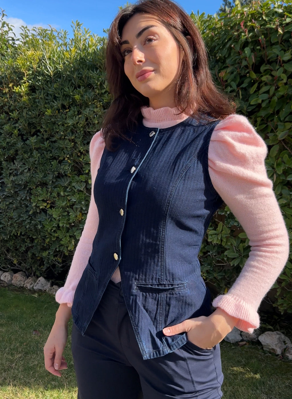 Maroon V-neck sweater