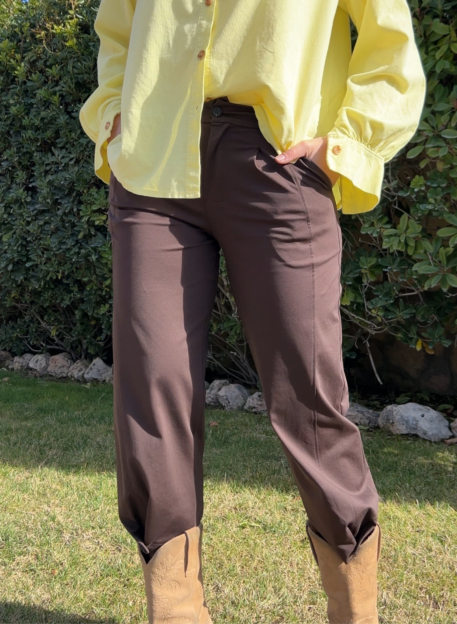 Pantalón globo elástico choco