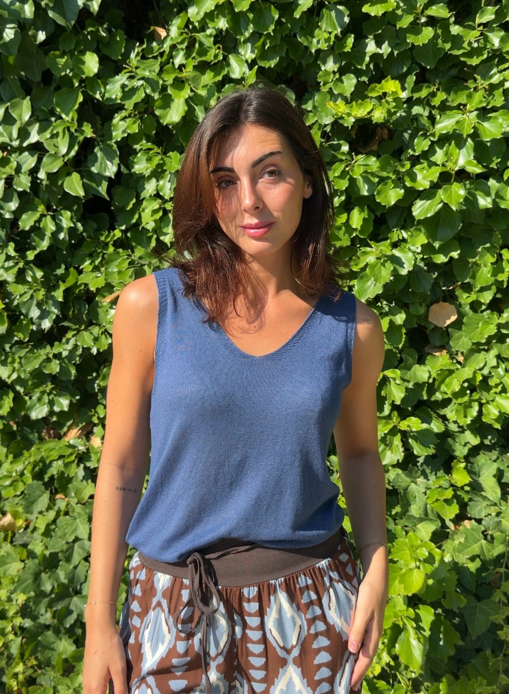 Top lino azul