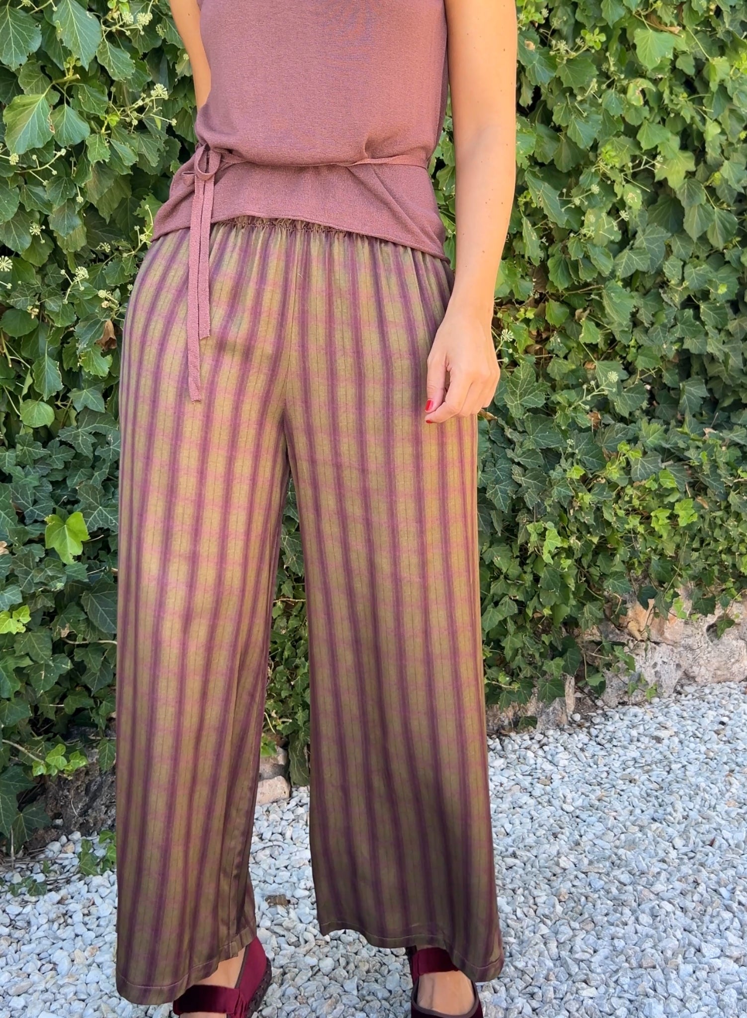 Pantalón raso cuadros
