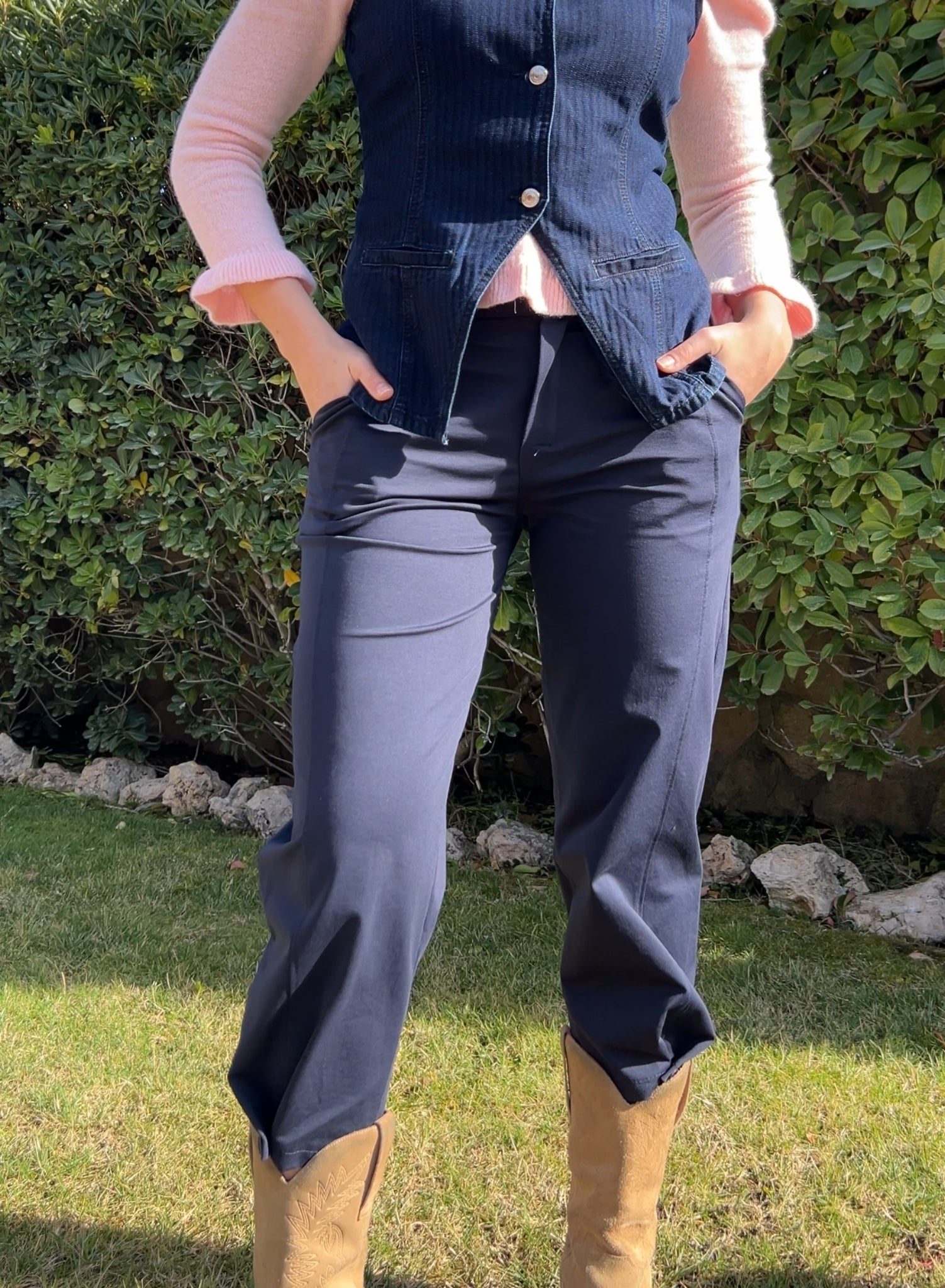 Pantalón globo elástico marino