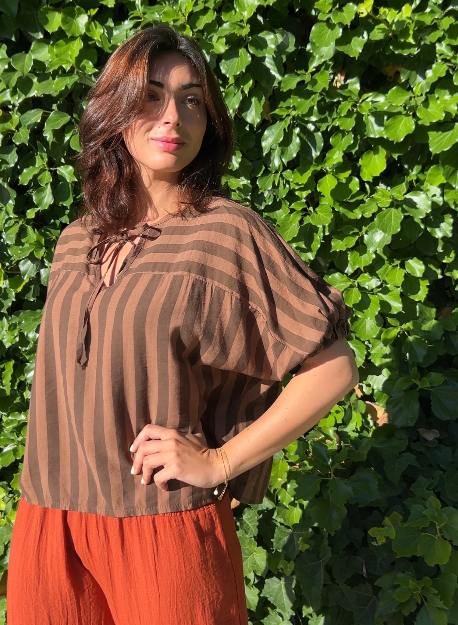 Blusa rayas choco