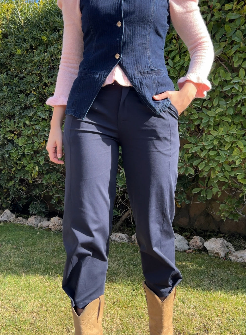 Pantalón globo elástico marino