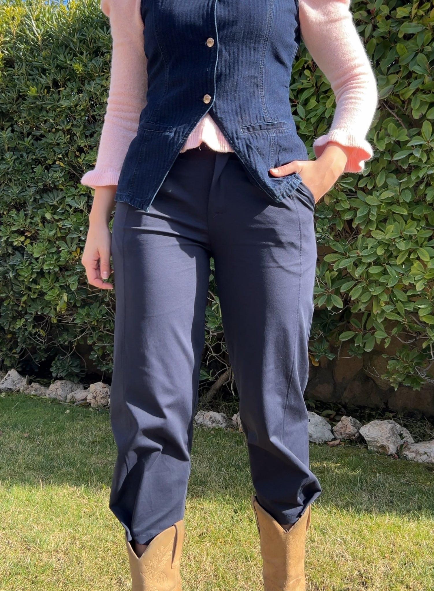 Pantalón globo elástico marino