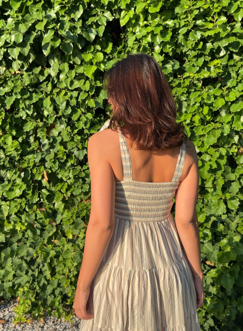 Vestido rayas beige