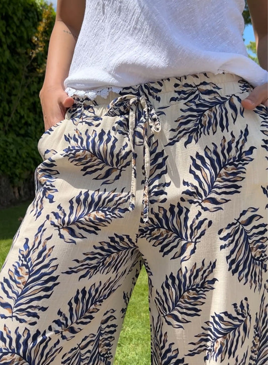 Pantalón hojas azul