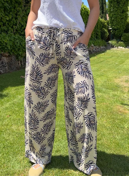 Pantalón hojas azul