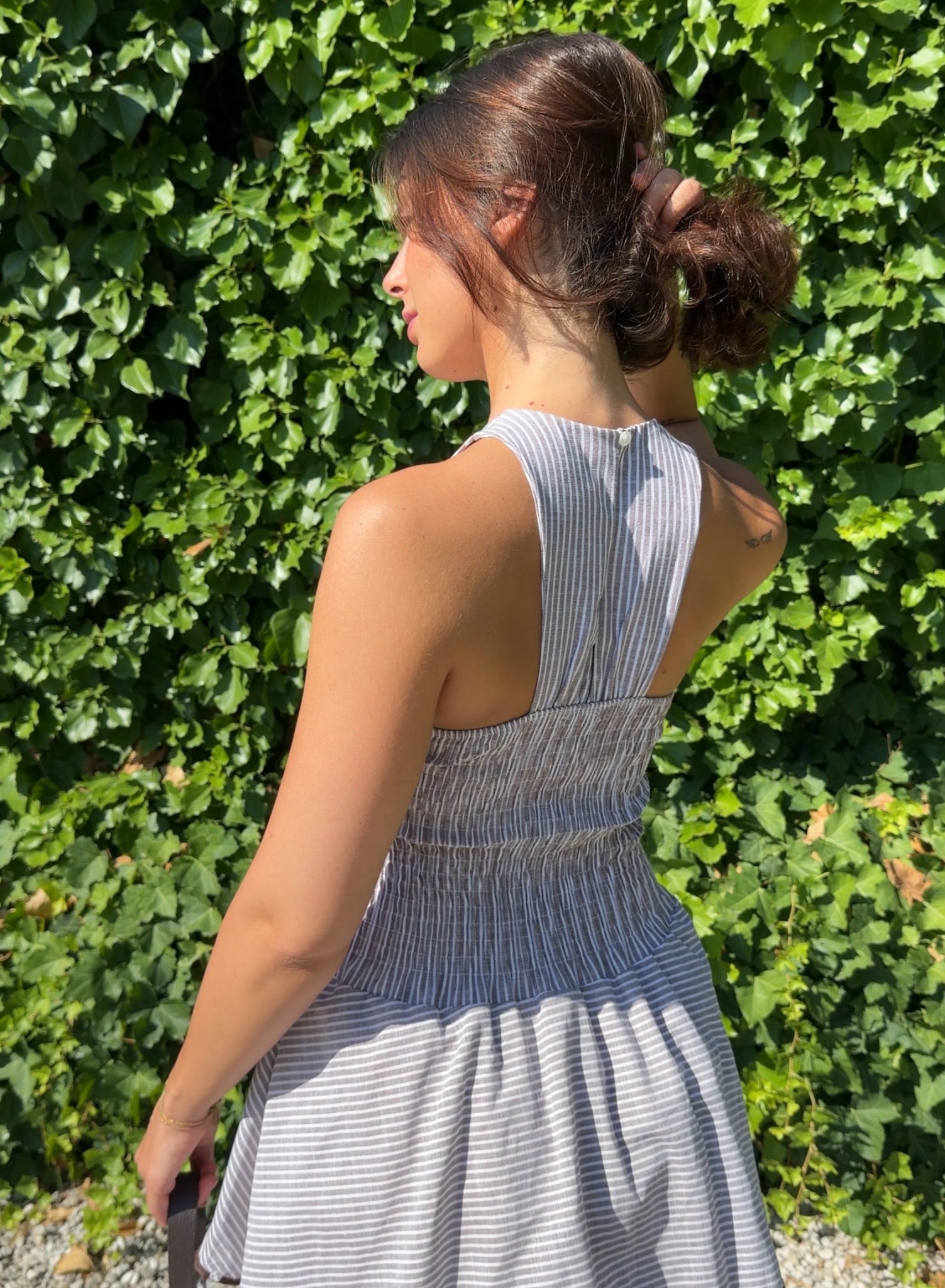 Vestido rayitas choco