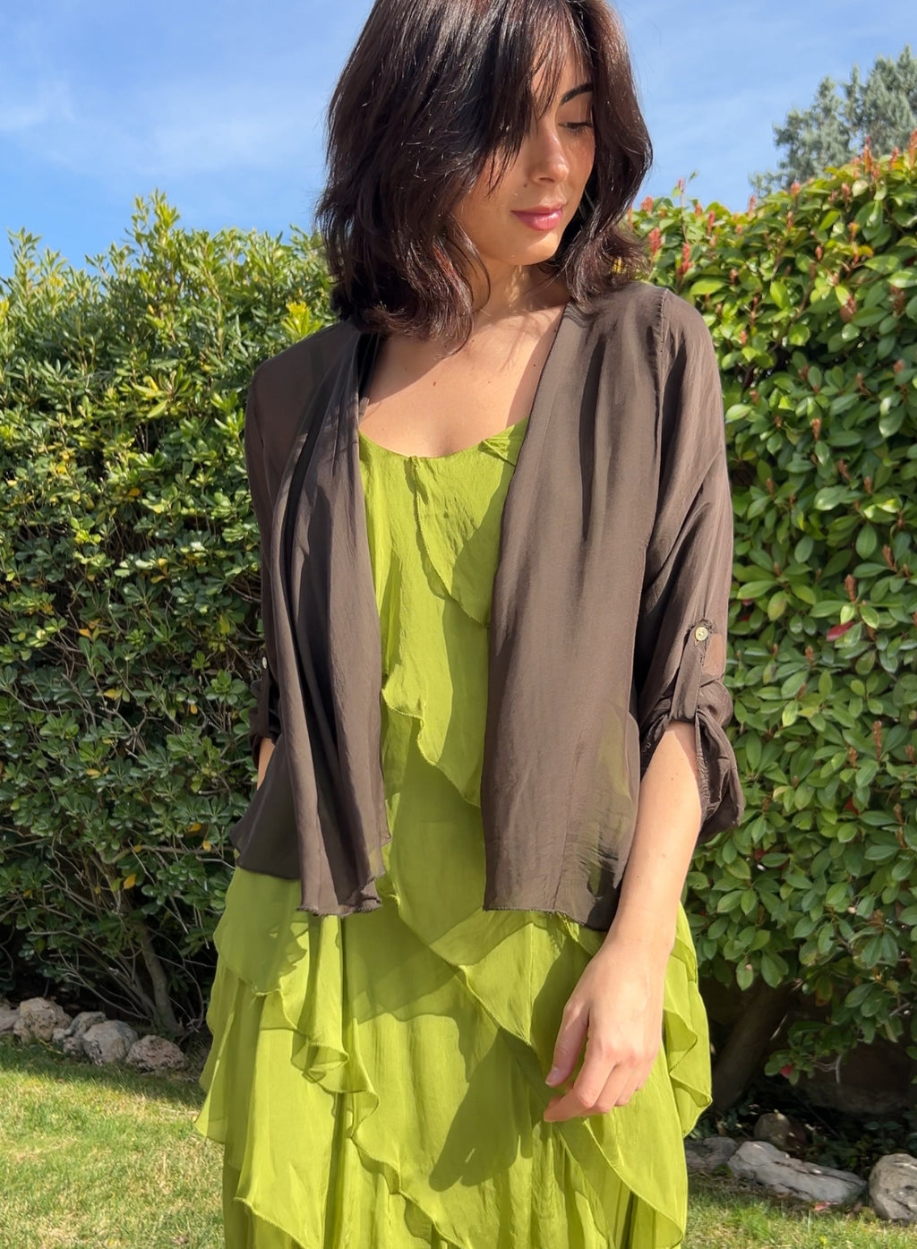 Vestido volante pistacho