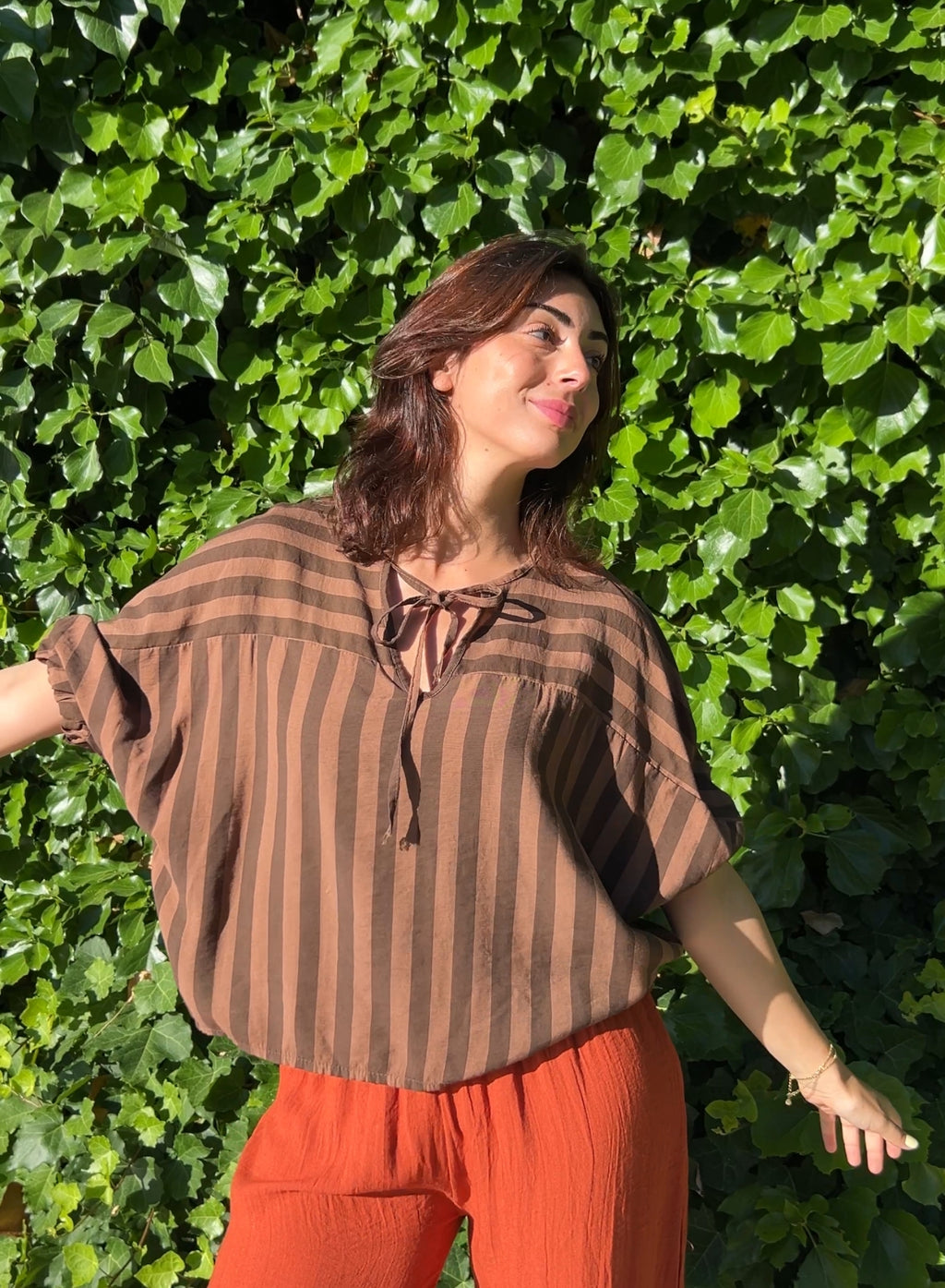 Blusa rayas choco