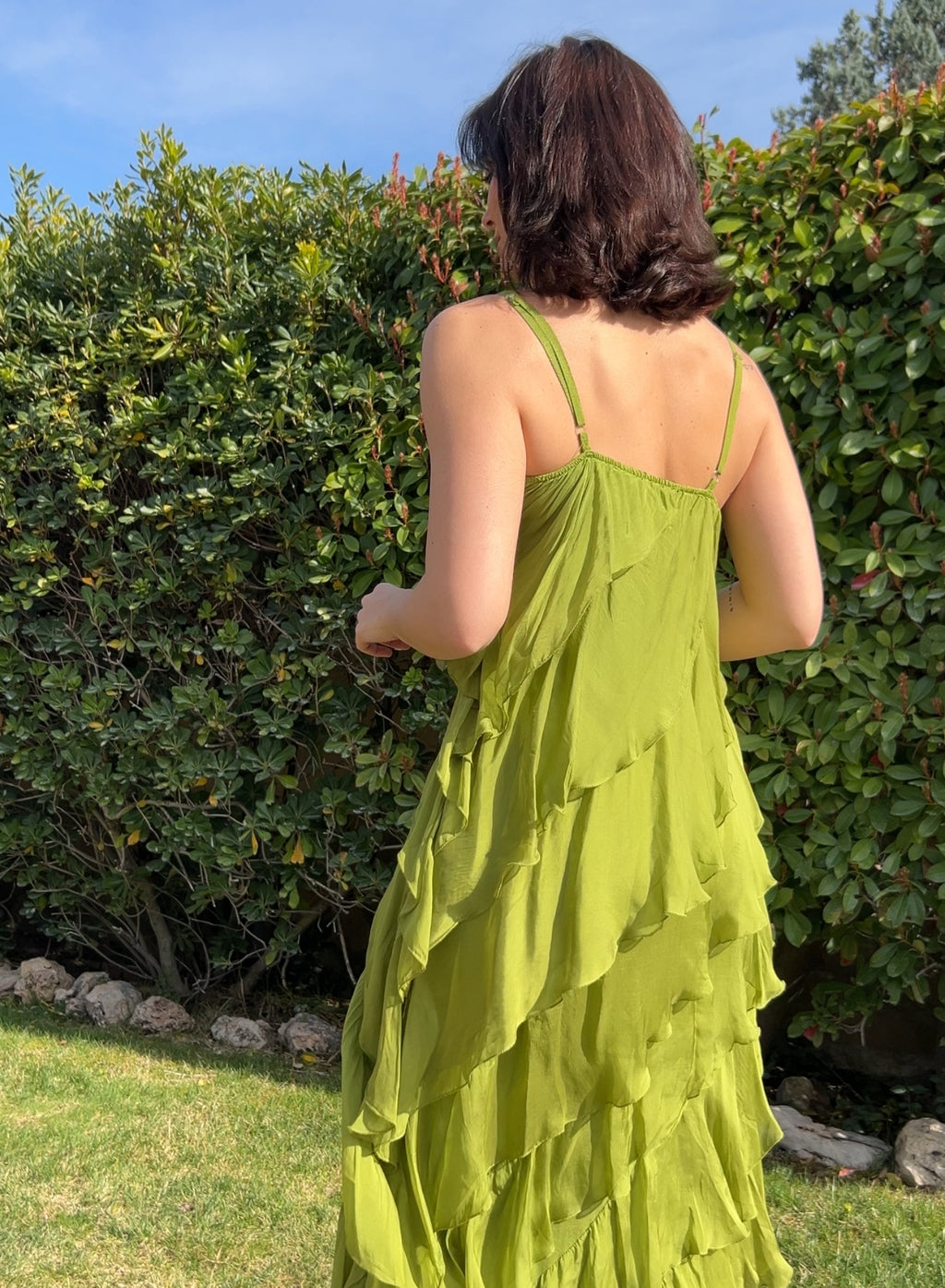 Vestido volante pistacho