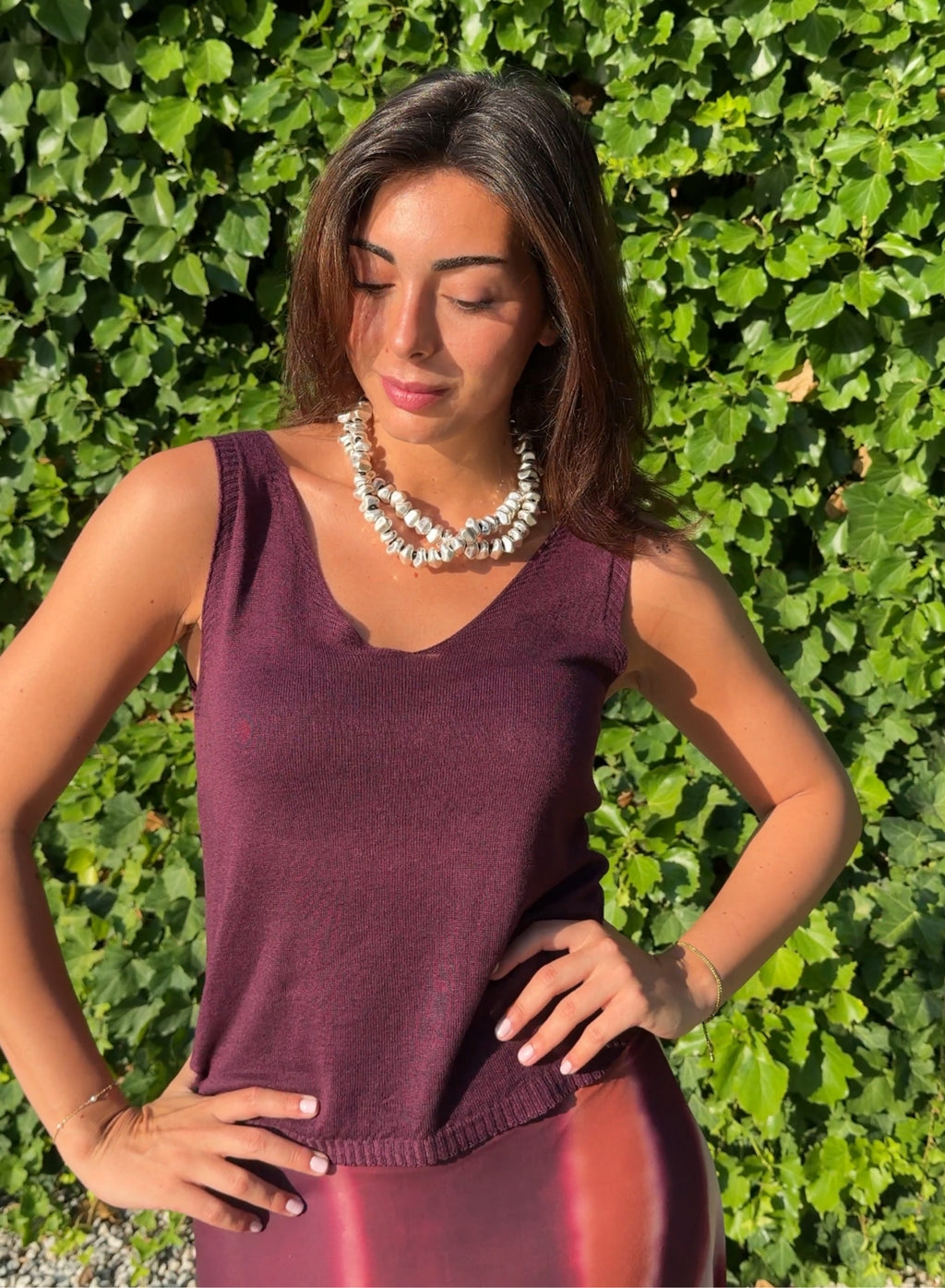 Top lino berenjena