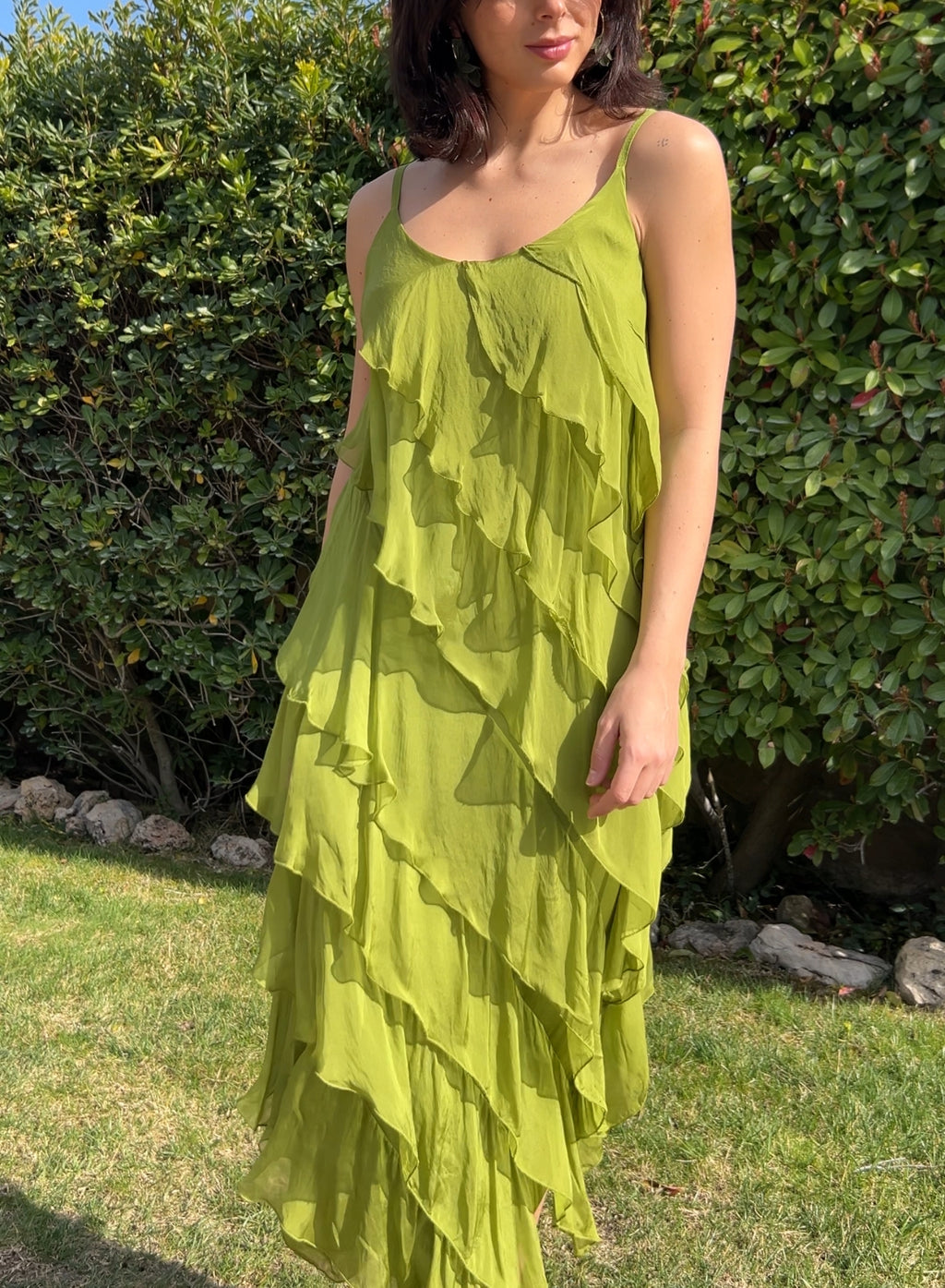 Vestido volante pistacho