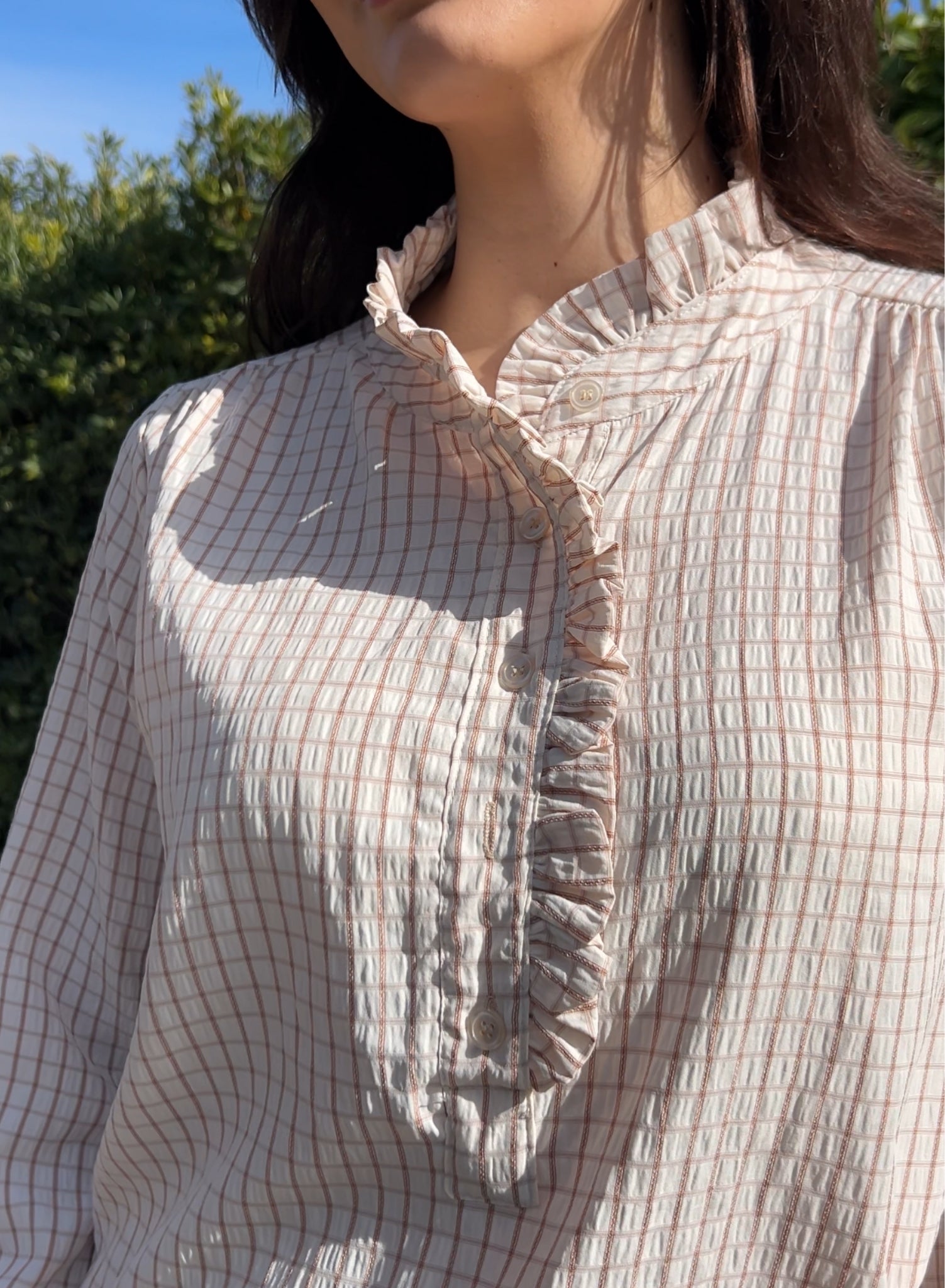 Camisa cuadros beige