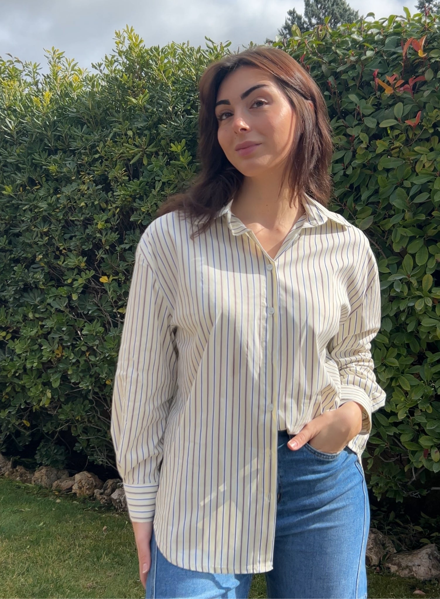 Camisa vainilla botón