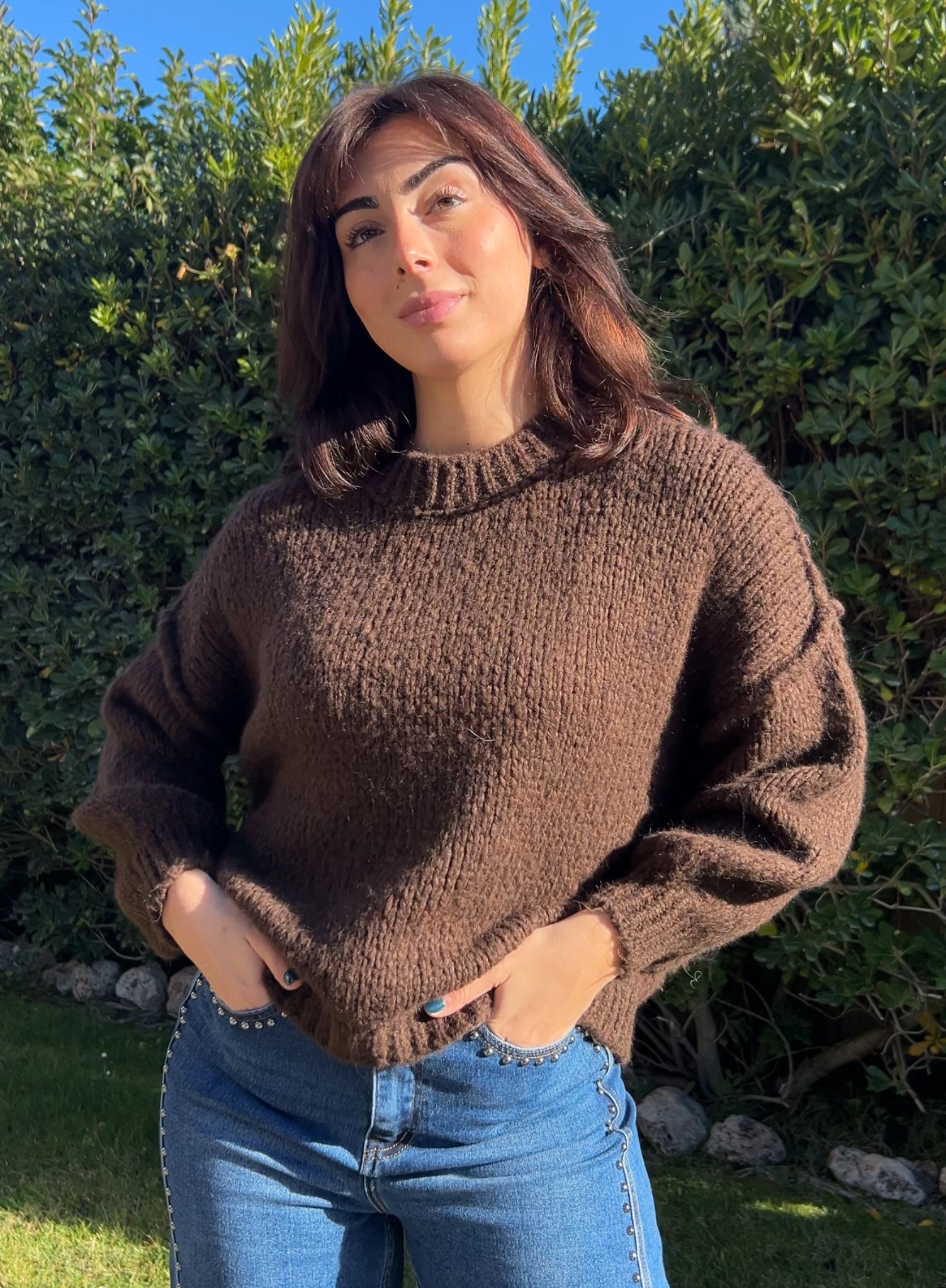 Maroon V-neck sweater